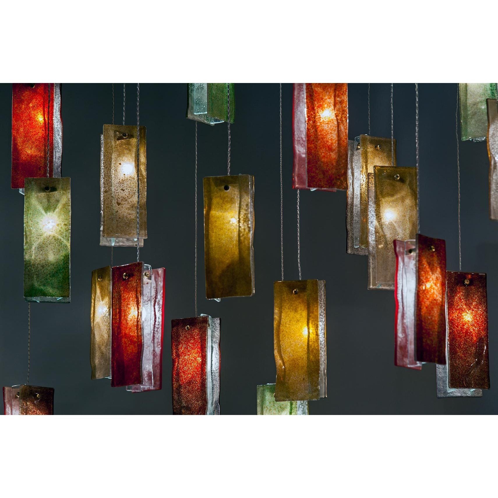 Rain Rectangular Cluster Glass tile Pendant Chandelier - Italian Concept -