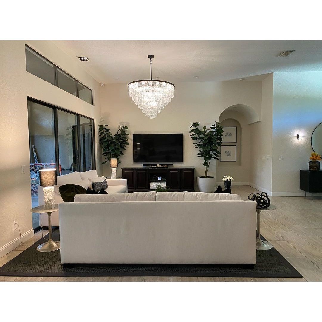 Oliver Round Tiered Glass Tile Chandelier Collection - Italian Concept -