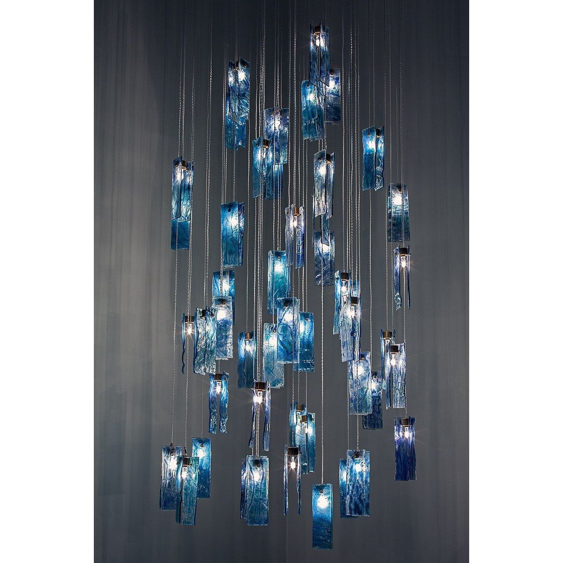 Rain Rectangular Cluster Glass tile Pendant Chandelier - Italian Concept -