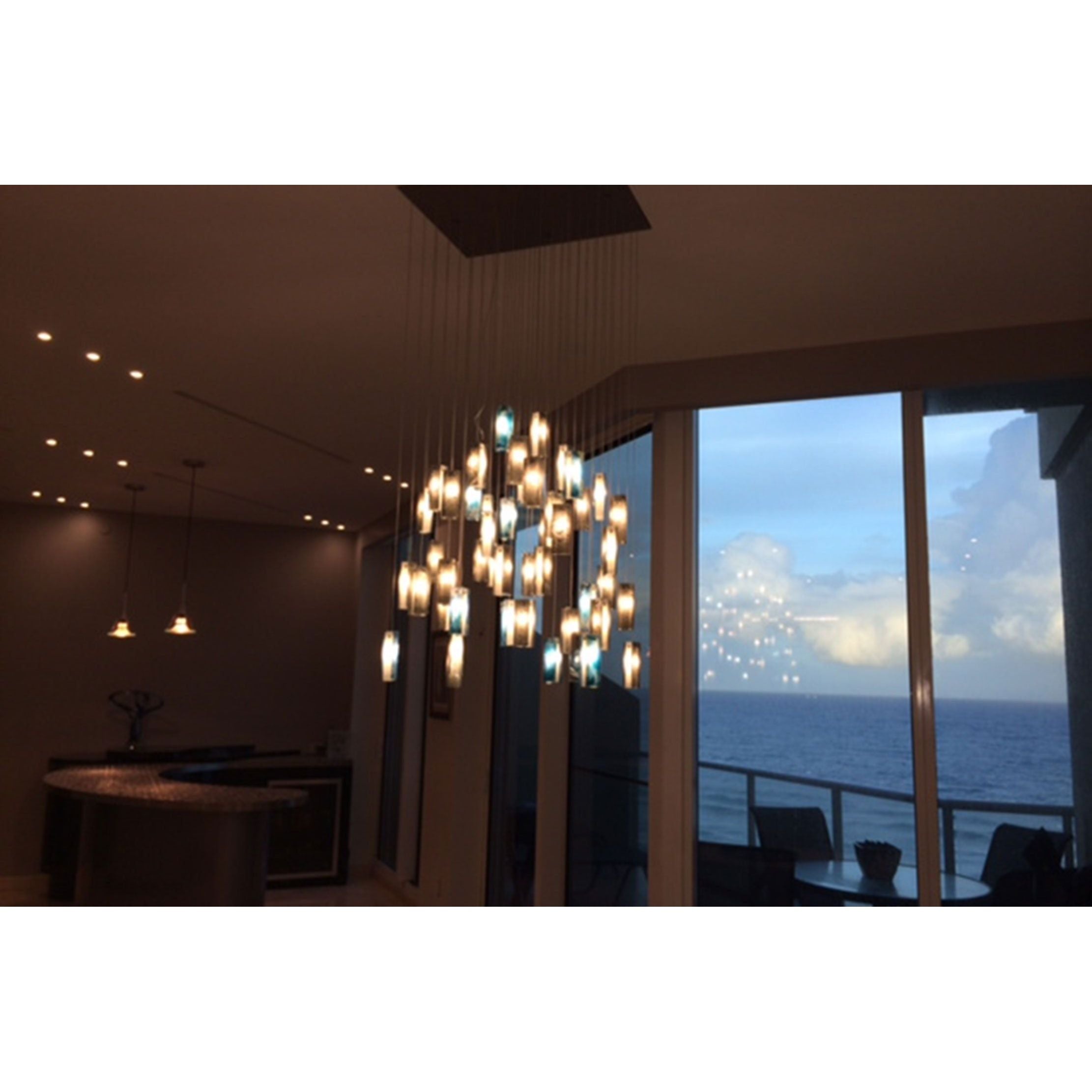 Rain Rectangular Cluster Glass tile Pendant Chandelier - Italian Concept -