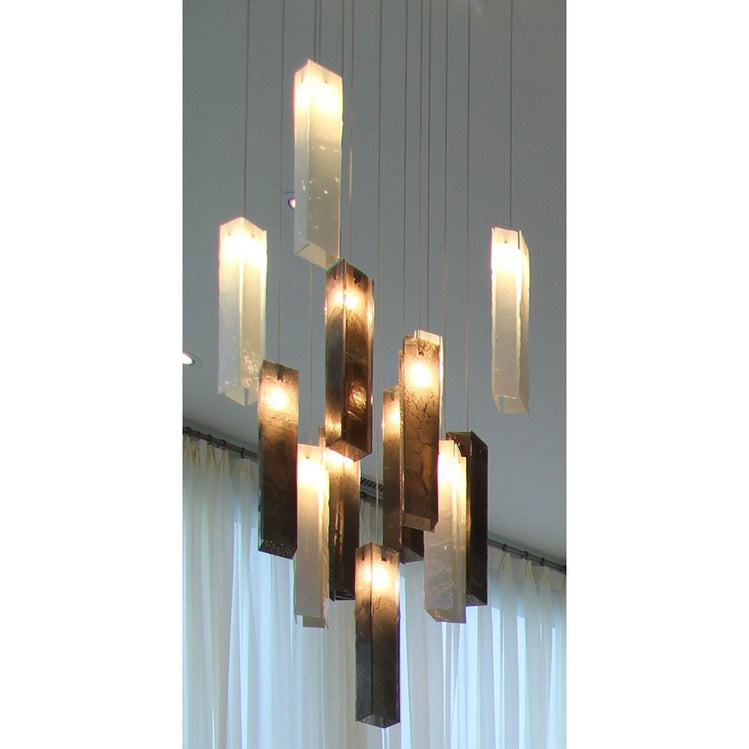 Rain Rectangular Cluster Glass tile Pendant Chandelier - Italian Concept -