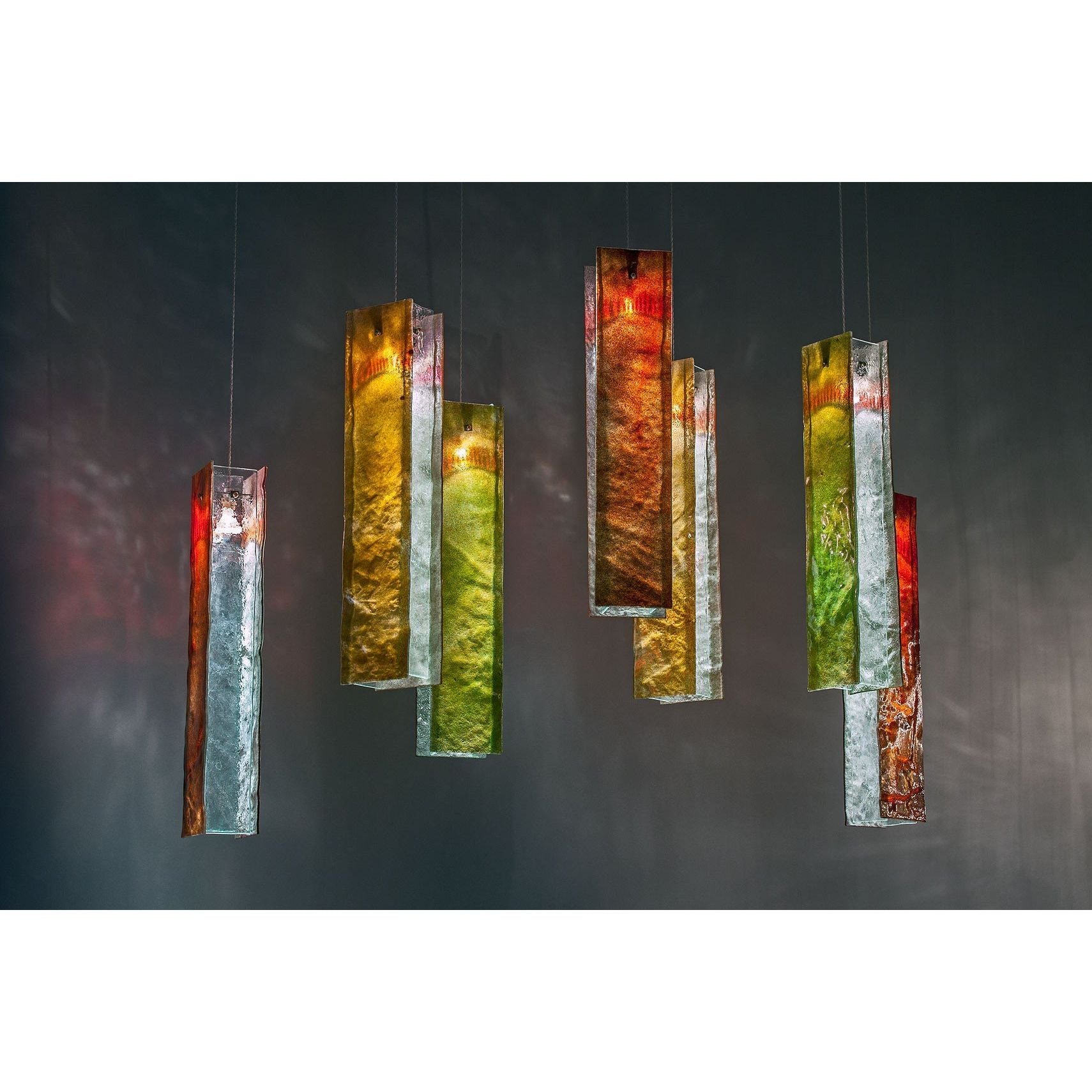 Rain Rectangular Cluster Glass tile Pendant Chandelier - Italian Concept -