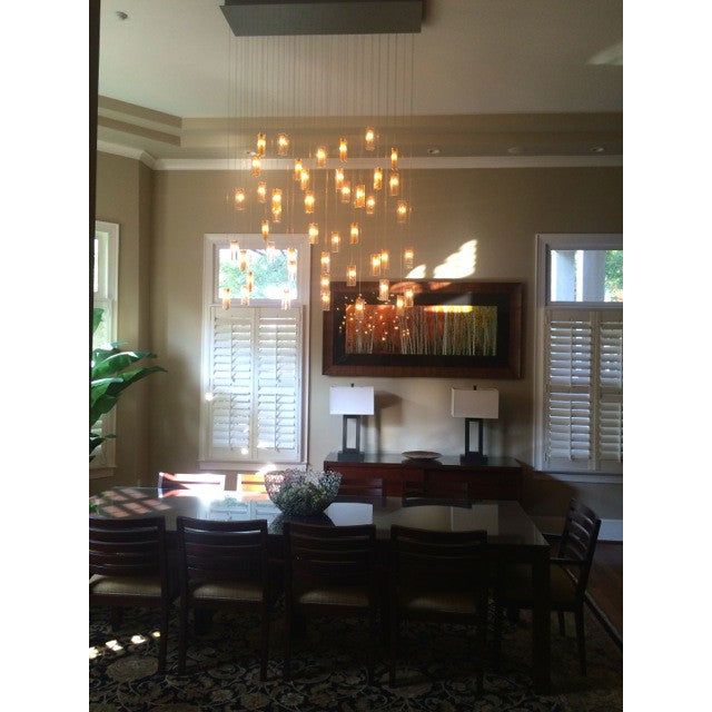 Rain Rectangular Cluster Glass tile Pendant Chandelier - Italian Concept -