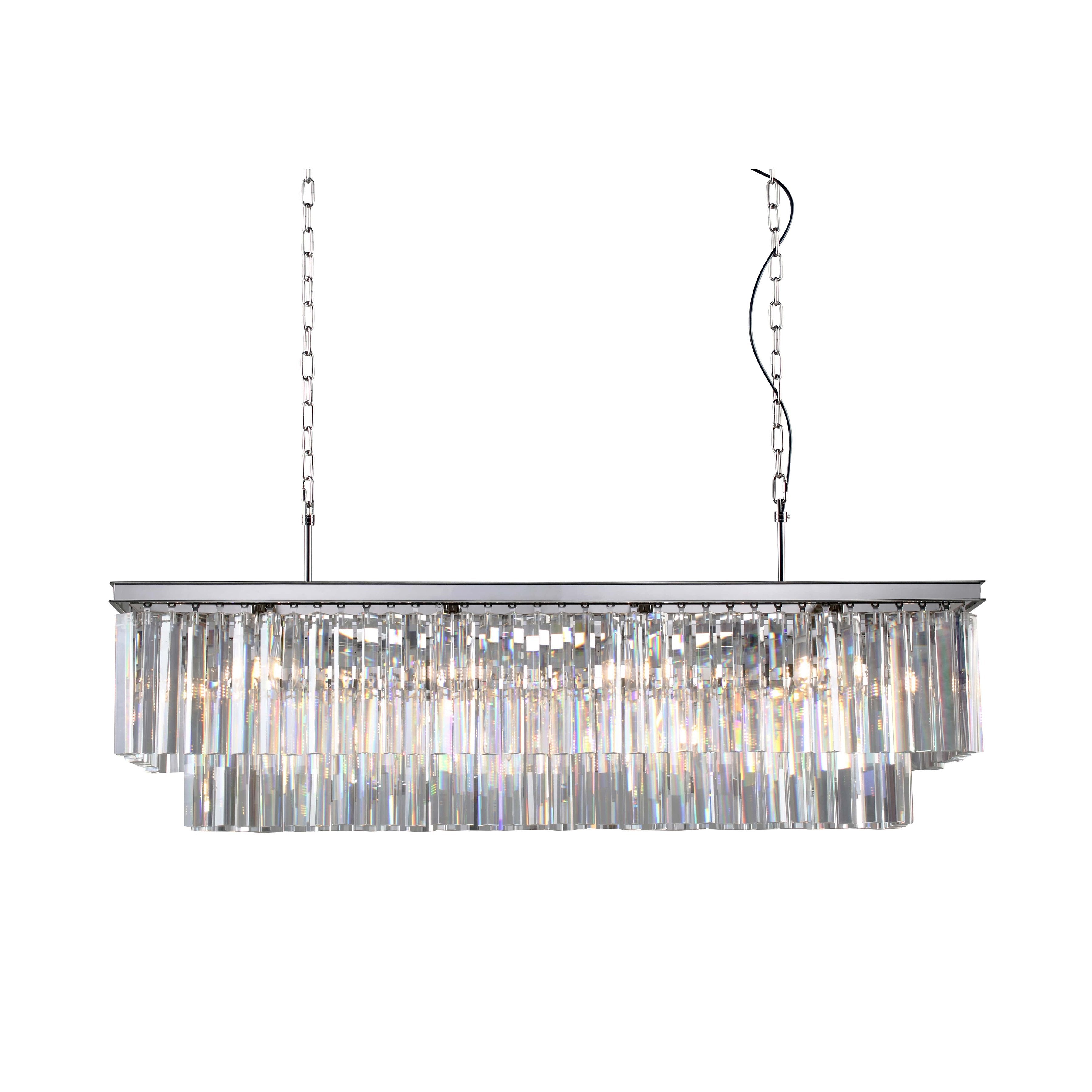 Apex Odeon Rectangular Fringe Crystal Chandelier - Italian Concept - Size