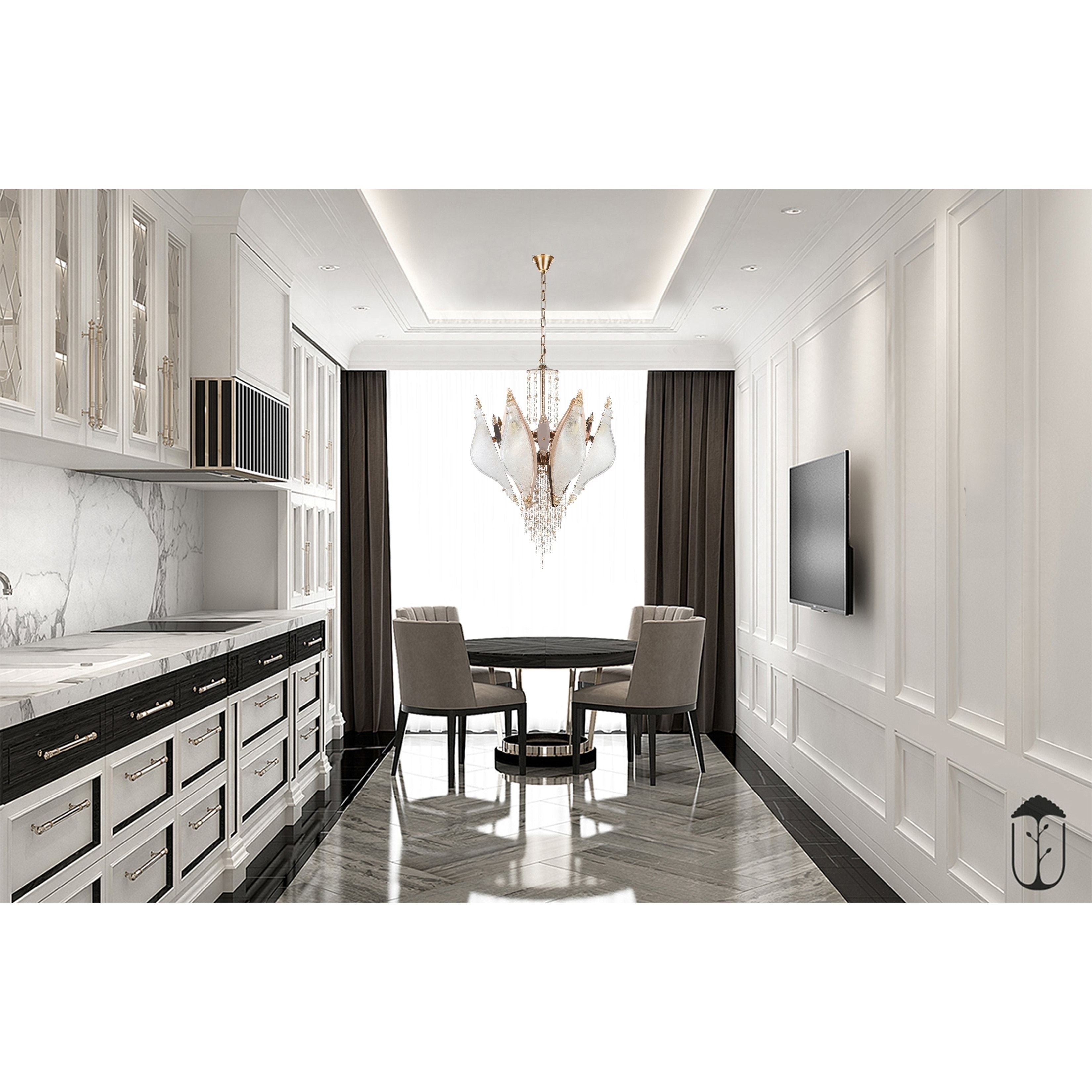 Aria Closed-Flower Crystal Murano Chandelier - Italian Concept -