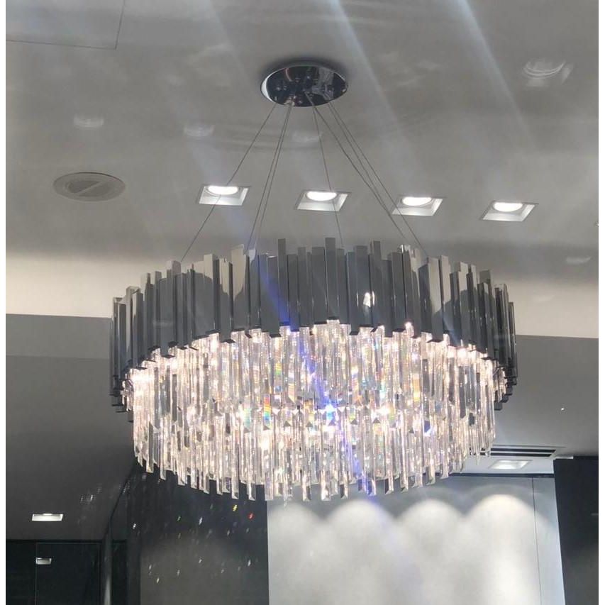 Colonnade 2-Tier Round Crystal Chandelier - Italian Concept -