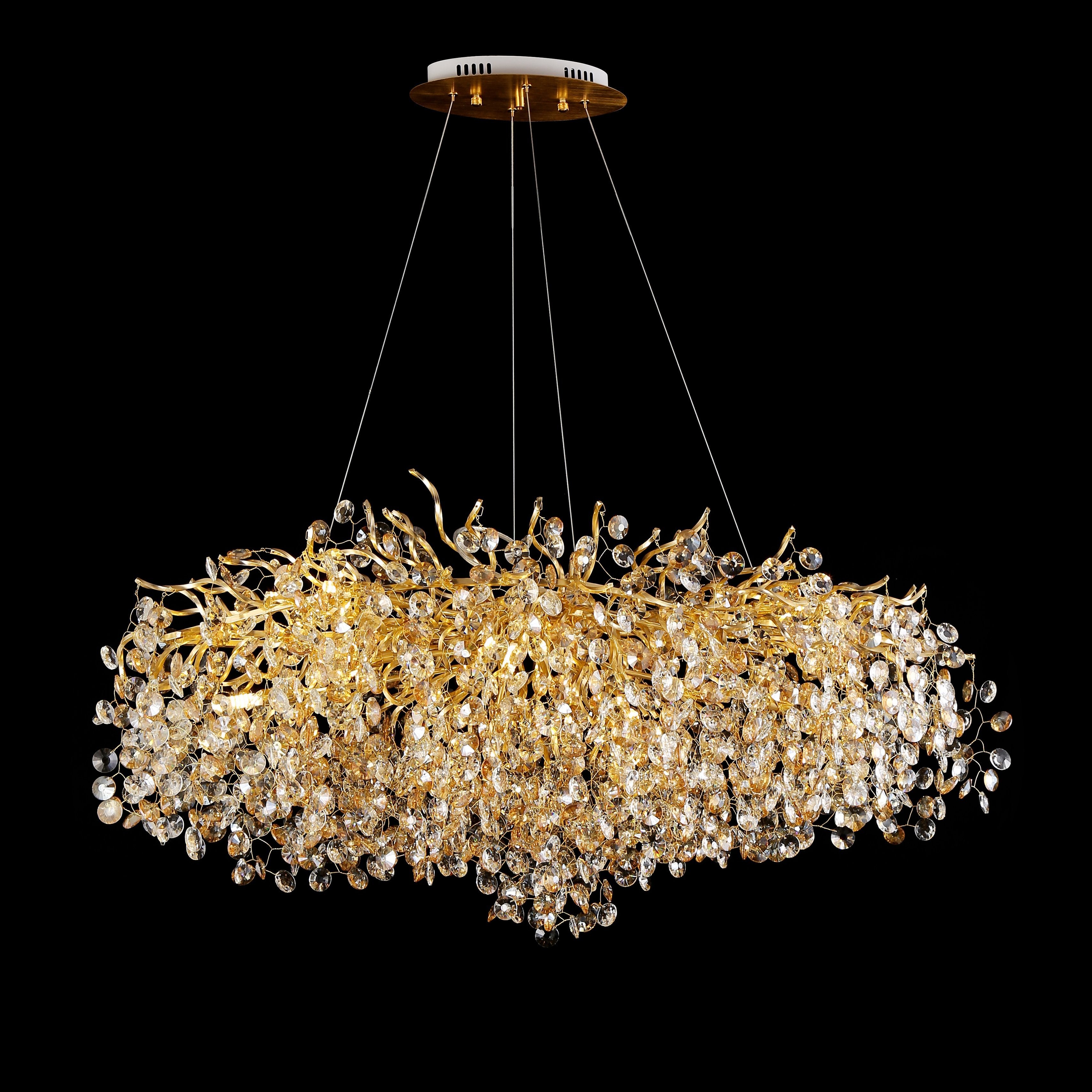 Crystal Quatre Oval Branching Penny Chandelier - Italian Concept -