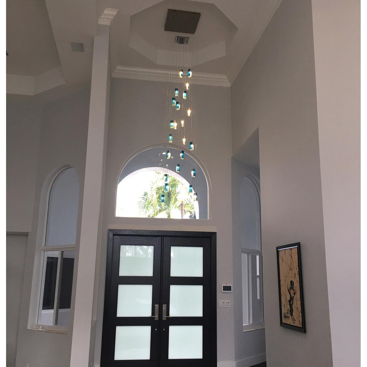Rain Rectangular Cluster Glass tile Pendant Chandelier - Italian Concept -