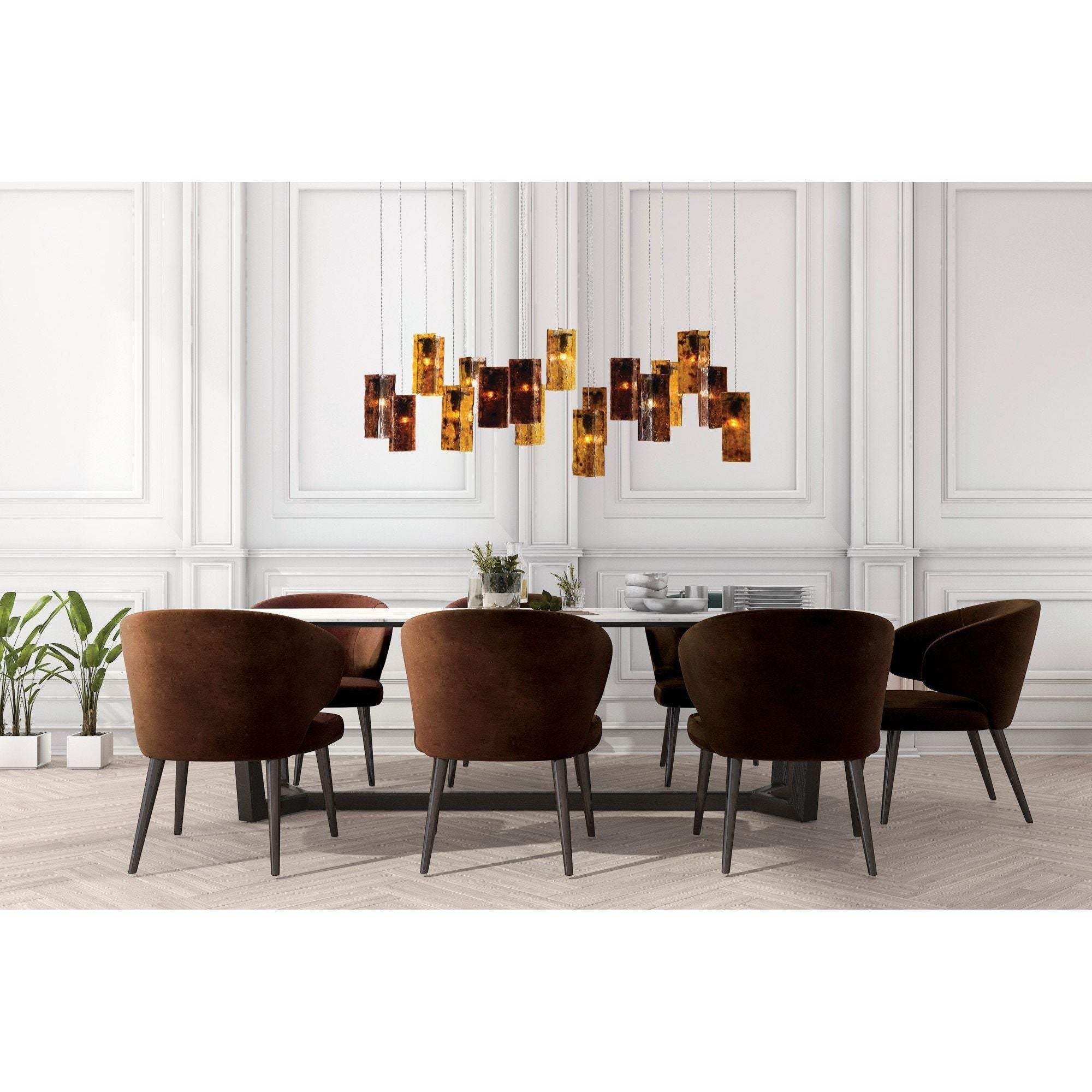Rain Rectangular Cluster Glass tile Pendant Chandelier - Italian Concept -