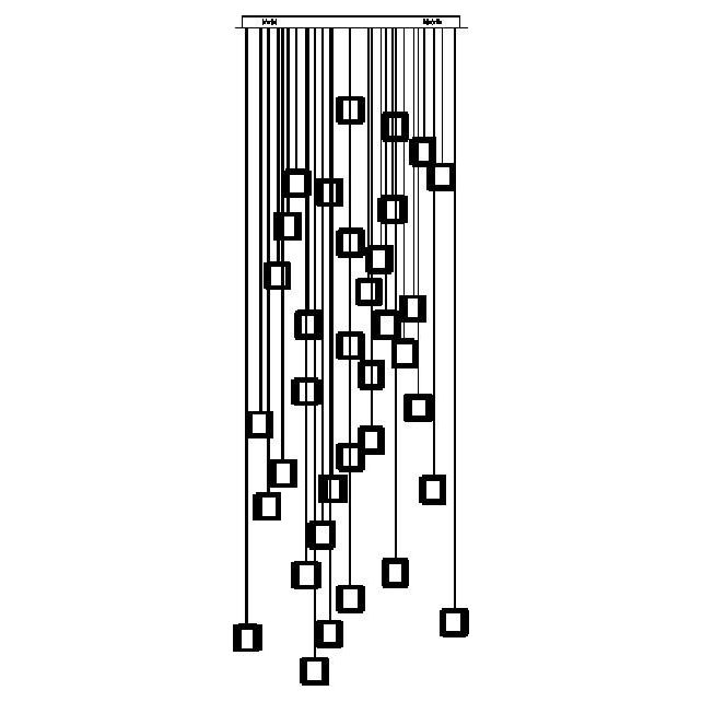 Rain Square Cluster Glass tile Pendant Chandelier - Italian Concept -