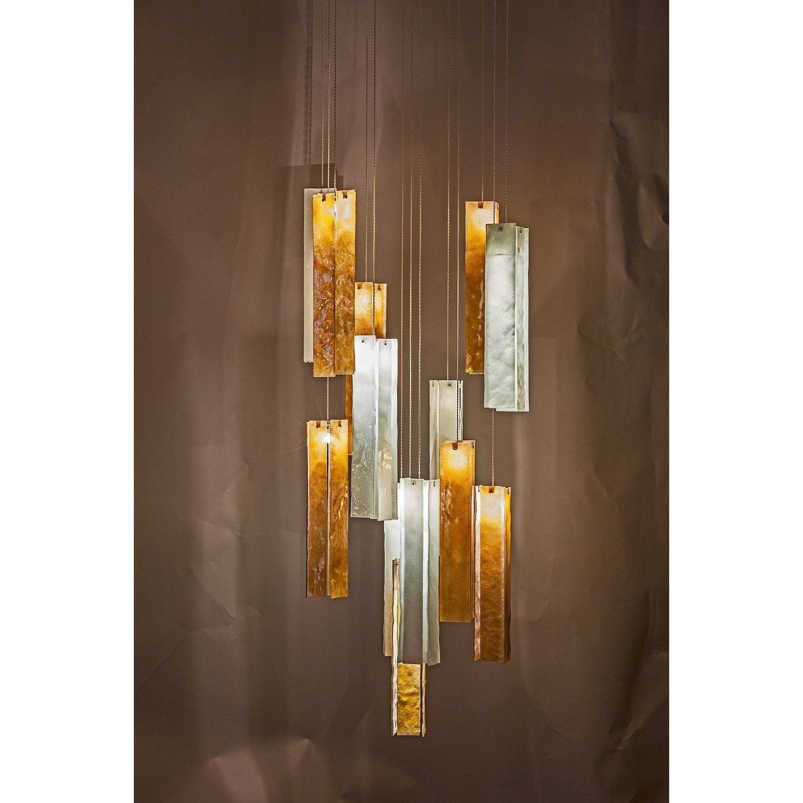 Rain Rectangular Cluster Glass tile Pendant Chandelier - Italian Concept -