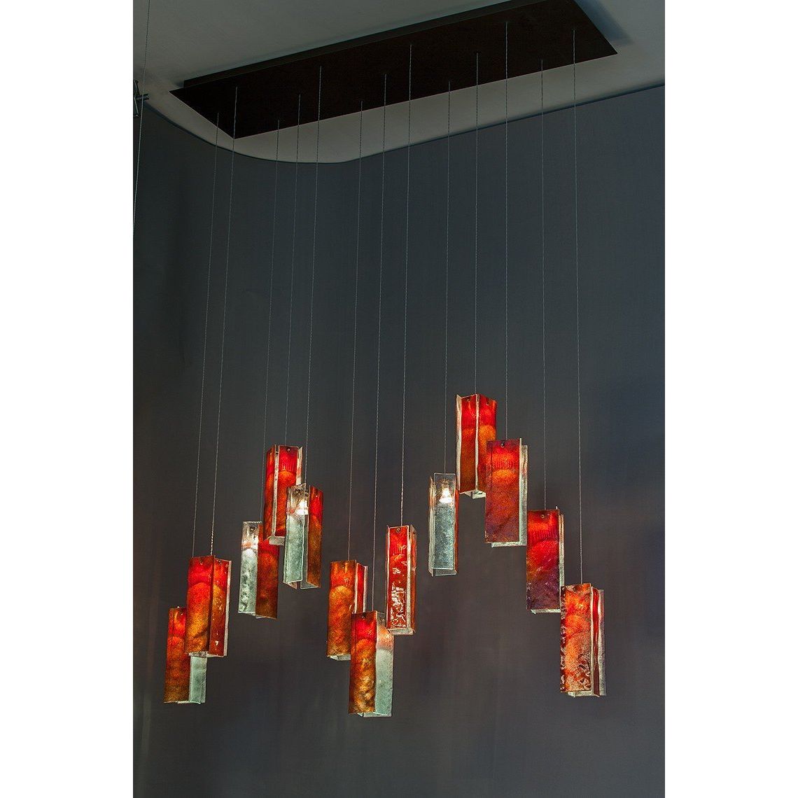 Rain Rectangular Cluster Glass tile Pendant Chandelier - Italian Concept -