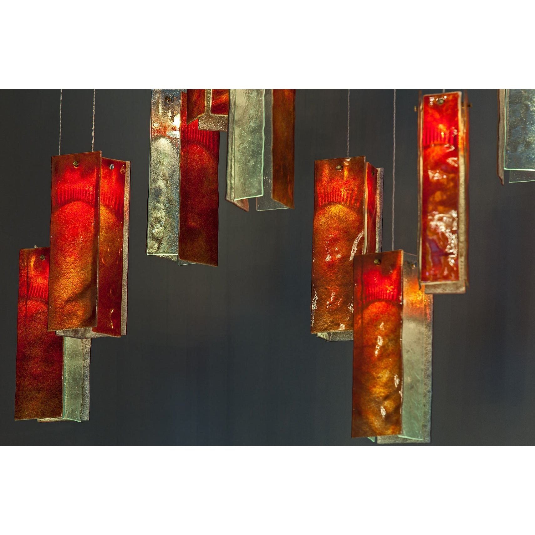 Rain Rectangular Cluster Glass tile Pendant Chandelier - Italian Concept -