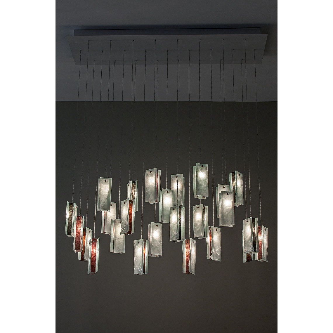 Rain Rectangular Cluster Glass tile Pendant Chandelier - Italian Concept -