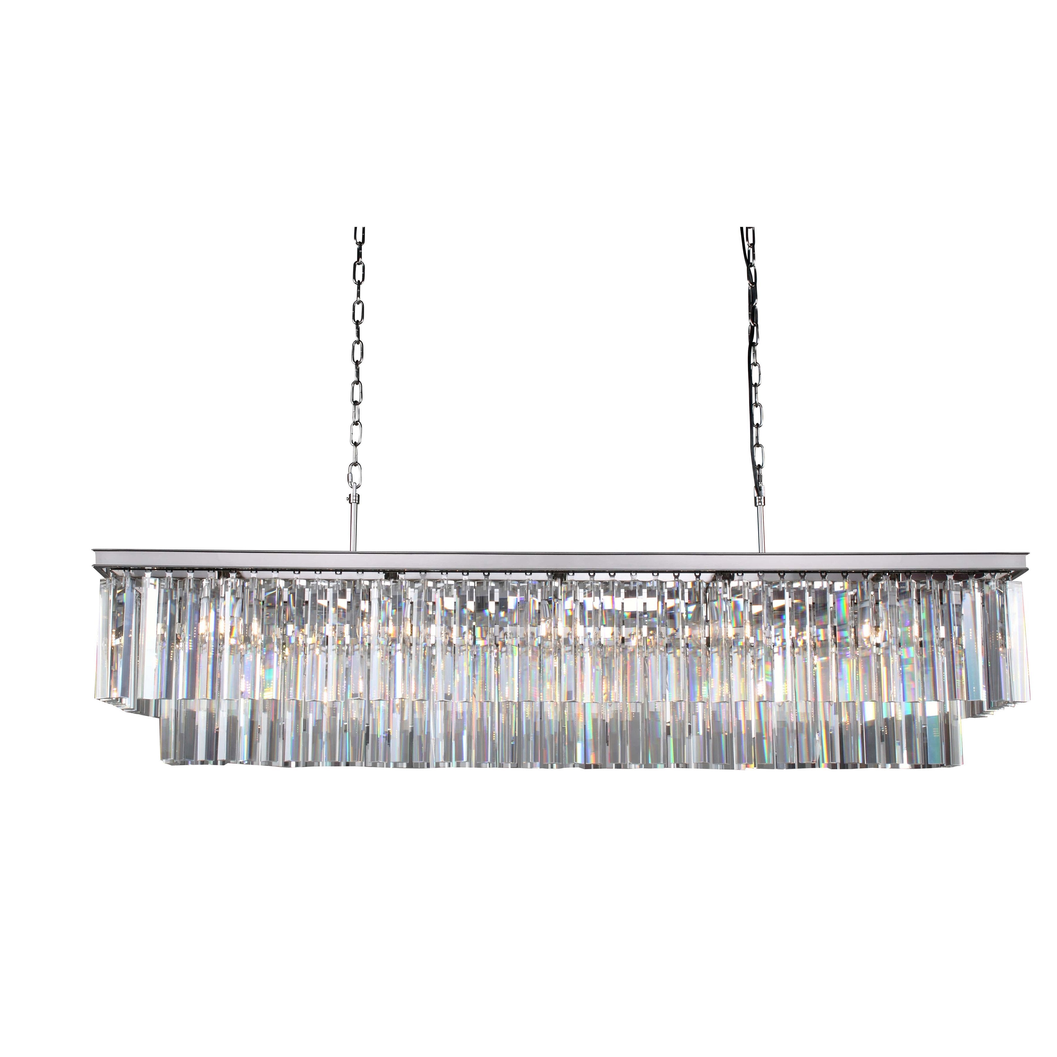 Apex Odeon Rectangular Fringe Crystal Chandelier - Italian Concept - Size