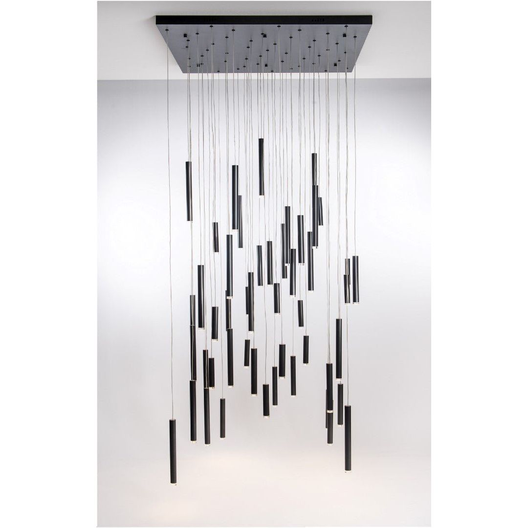 Bellini Square Tri-Tone Tubular Pendant Light Chandelier - Italian Concept -