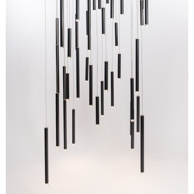 Bellini Square Tri-Tone Tubular Pendant Light Chandelier - Italian Concept -