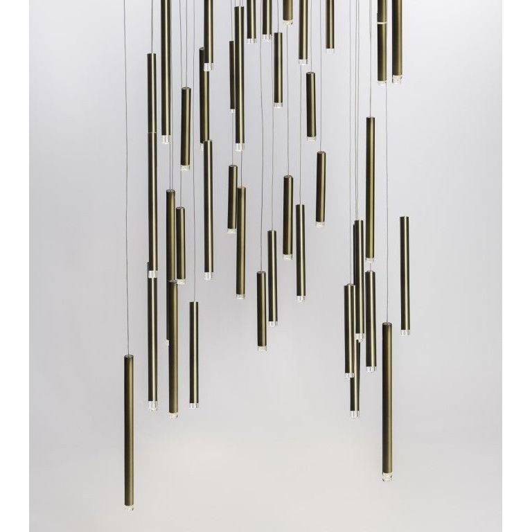 Bellini Square Tri-Tone Tubular Pendant Light Chandelier - Italian Concept -