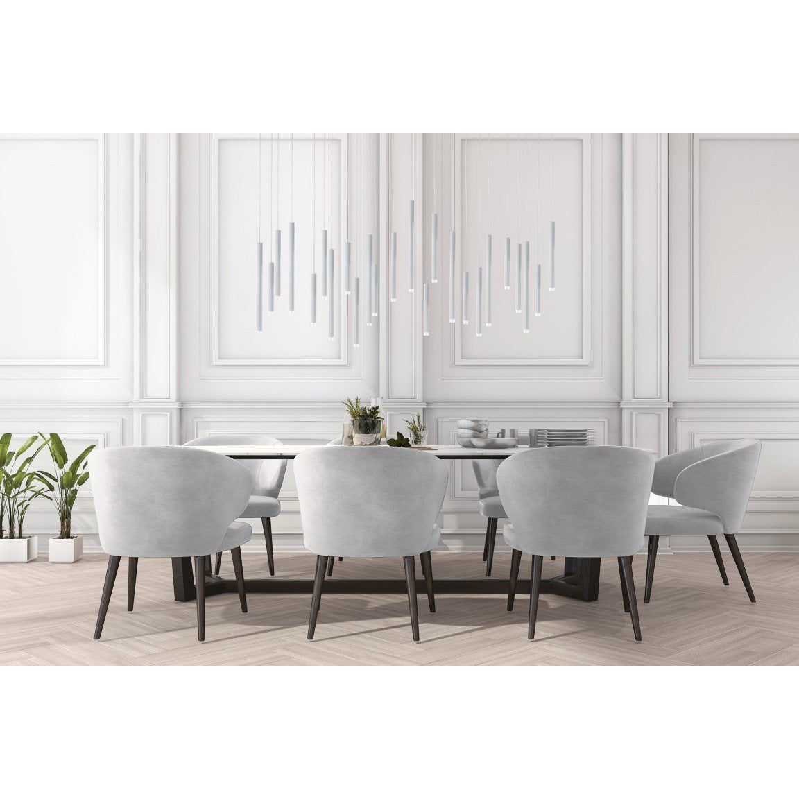 Bellini Rectangular Tubular Pendant Light Chandelier - Italian Concept -