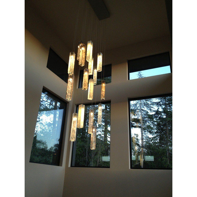 Rain Rectangular Cluster Glass tile Pendant Chandelier - Italian Concept - Size