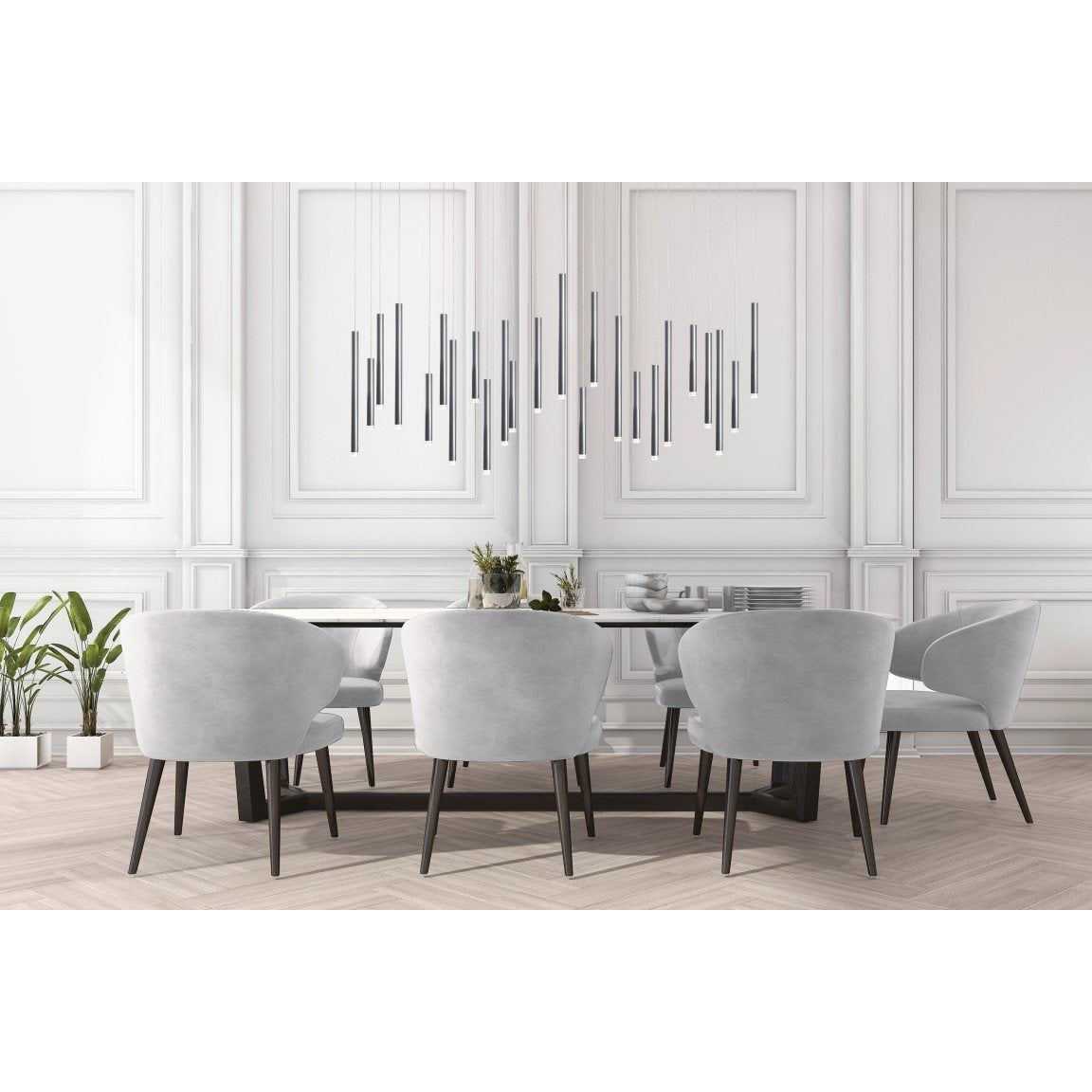 Bellini Rectangular Tubular Pendant Light Chandelier - Italian Concept -