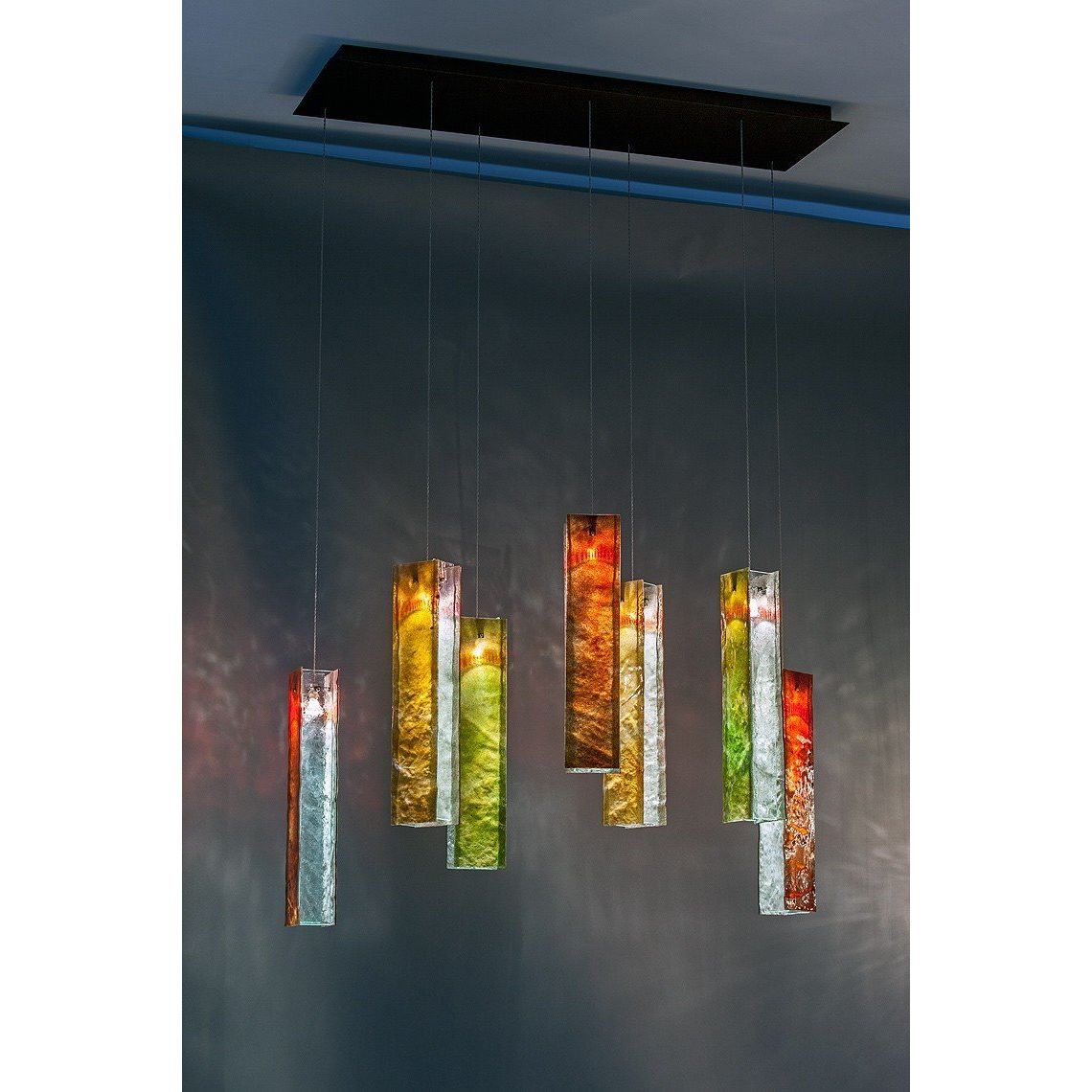 Rain Rectangular Cluster Glass tile Pendant Chandelier - Italian Concept -