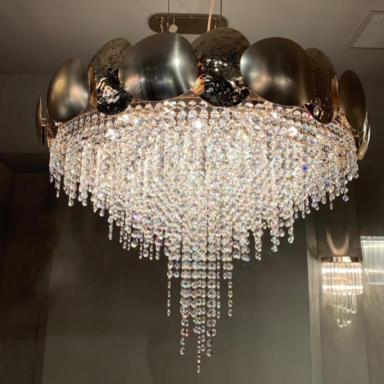 Amadeo Round Brass Crystal Chandelier - Italian Concept -