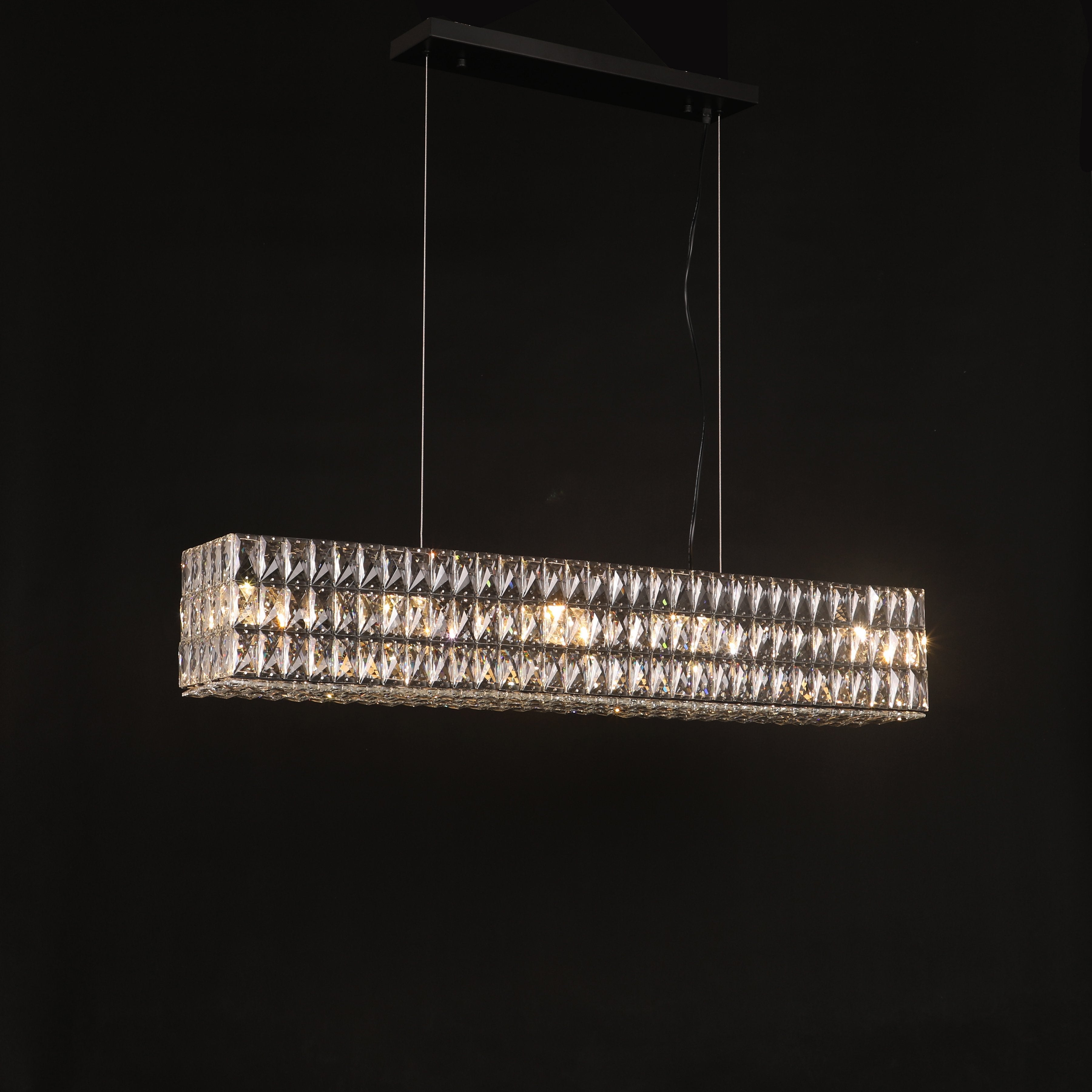 Mia Rectangular 3-Tier Crystal Chandelier - Italian Concept