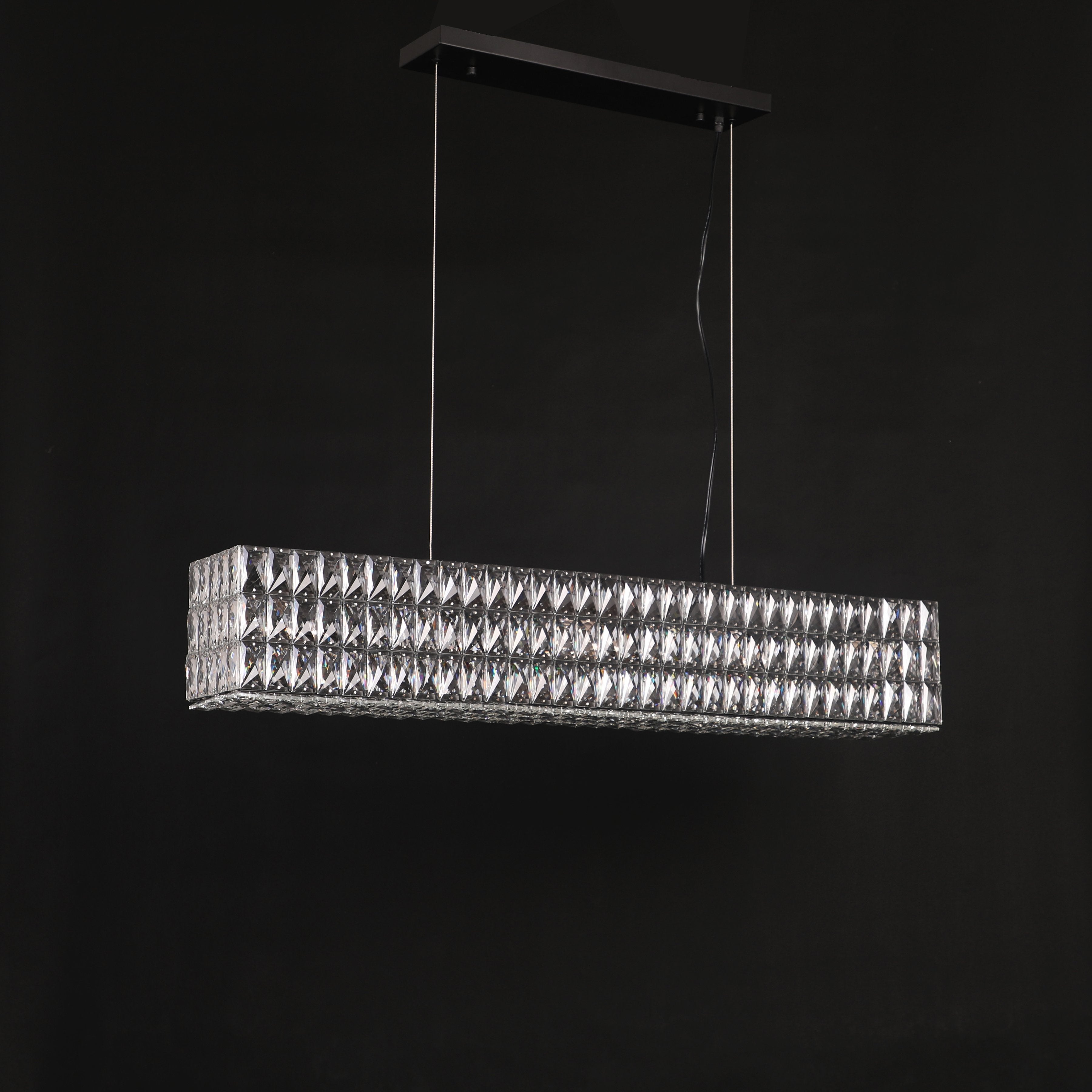 Mia Rectangular 3-Tier Crystal Chandelier - Italian Concept