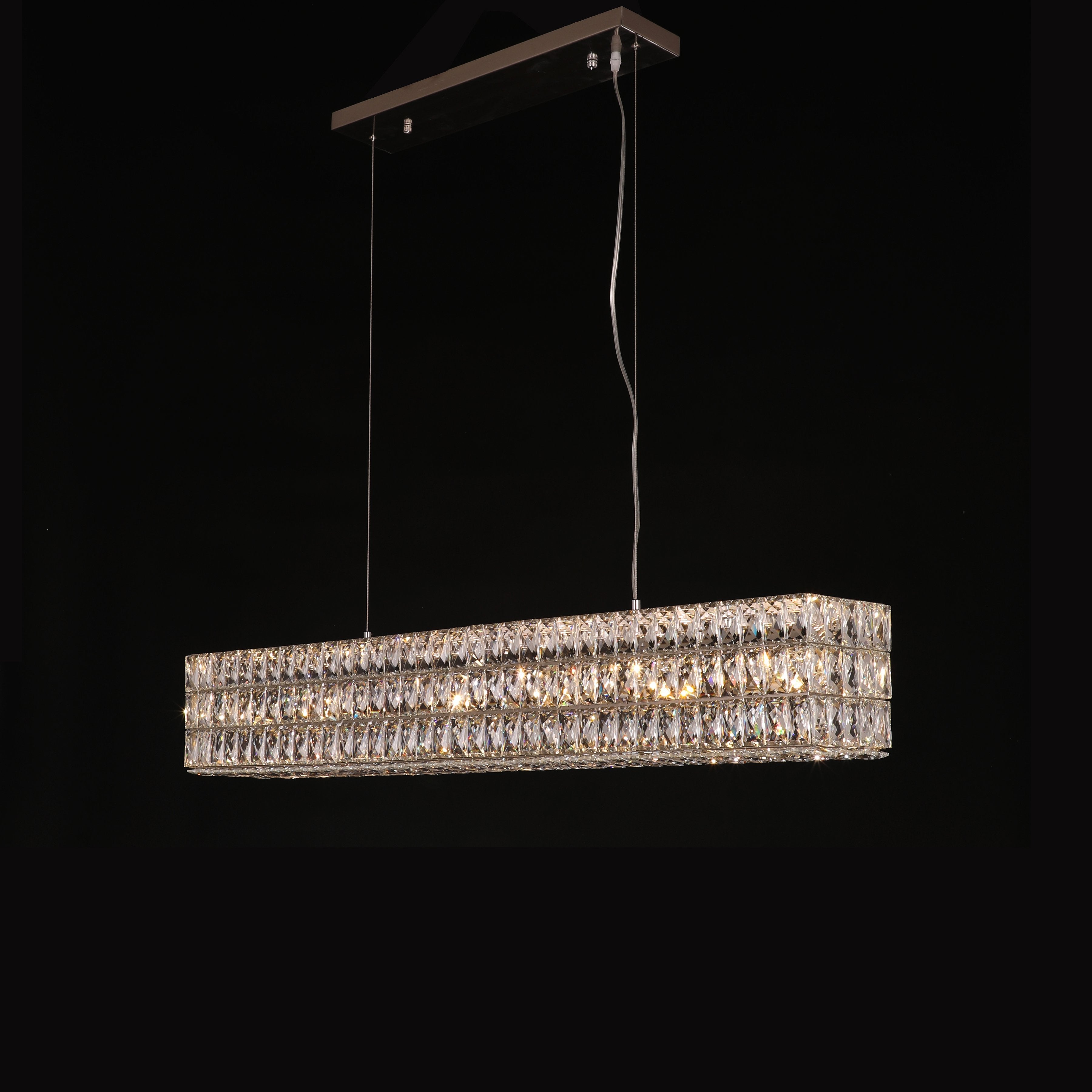 Mia Rectangular 3-Tier Crystal Chandelier - Italian Concept