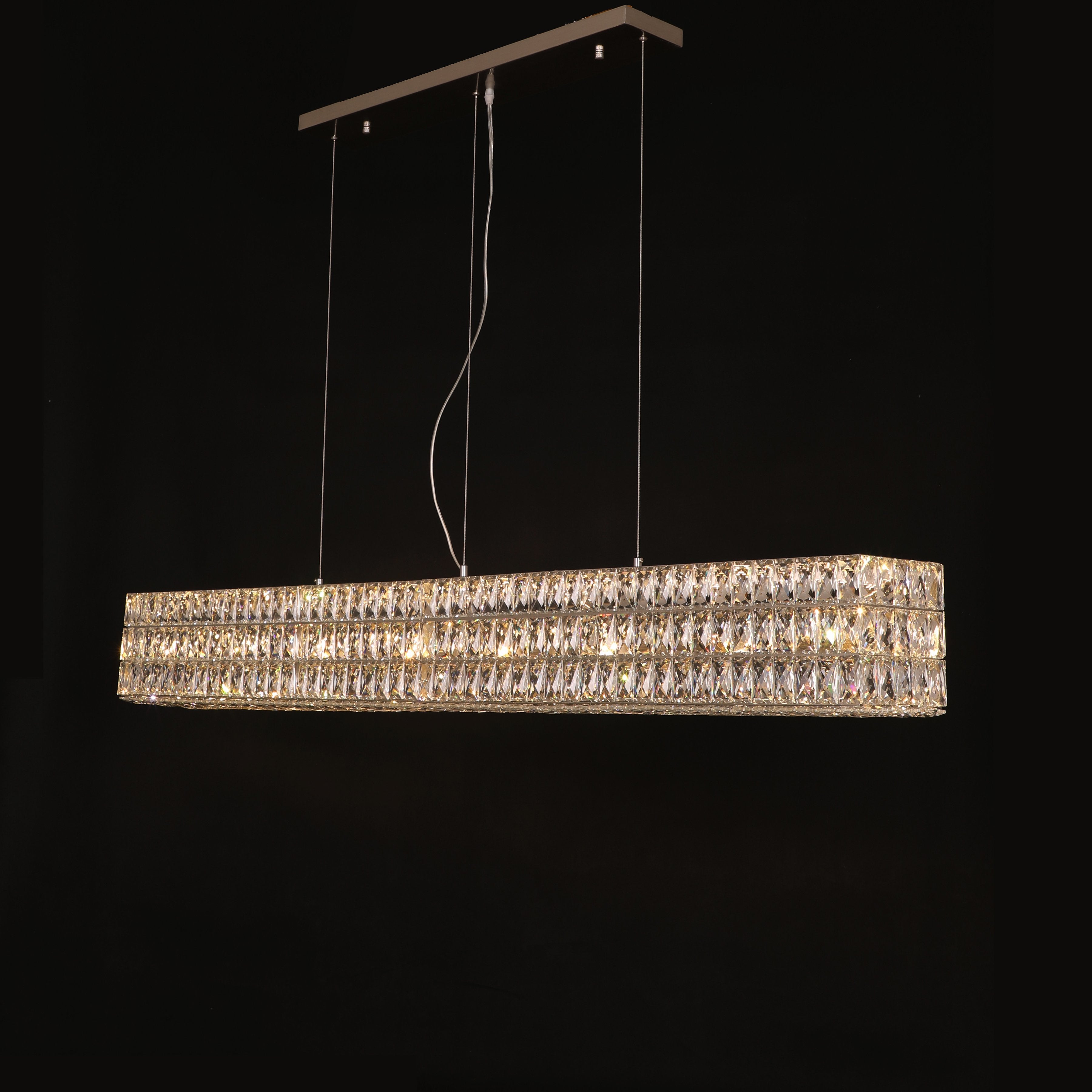 Mia Rectangular 3-Tier Crystal Chandelier - Italian Concept