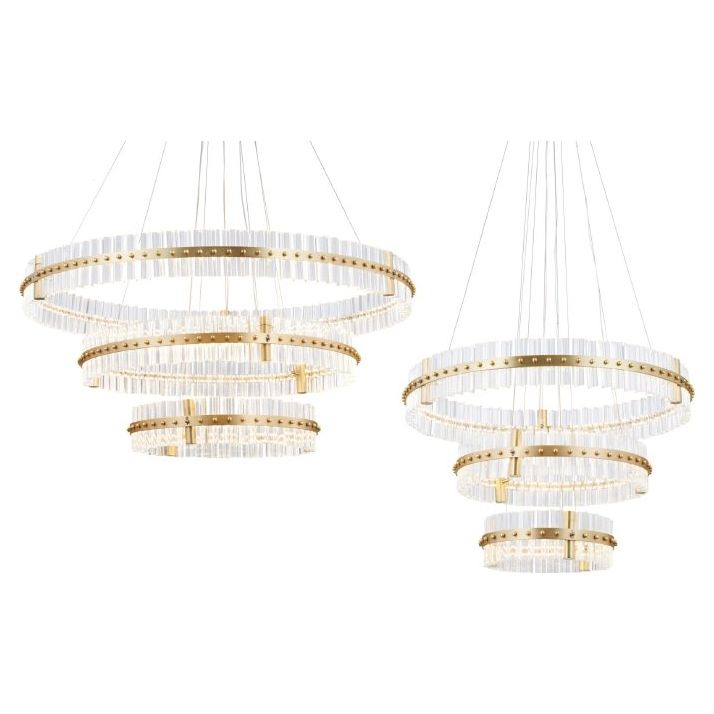 Aquinox 3-Tier Round Crystal Ring LED Chandelier - Italian Concept -