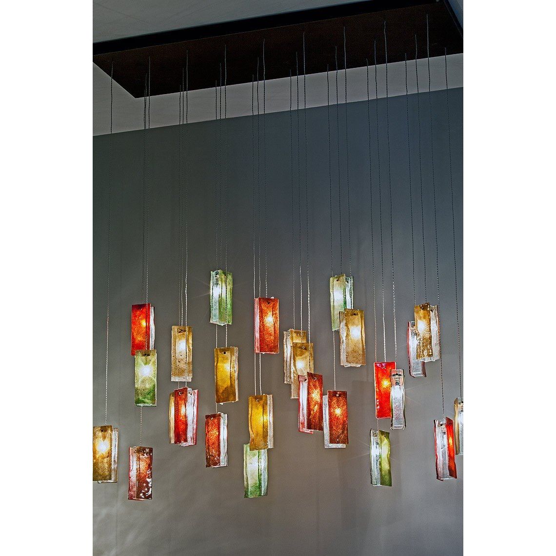 Rain Rectangular Cluster Glass tile Pendant Chandelier - Italian Concept -