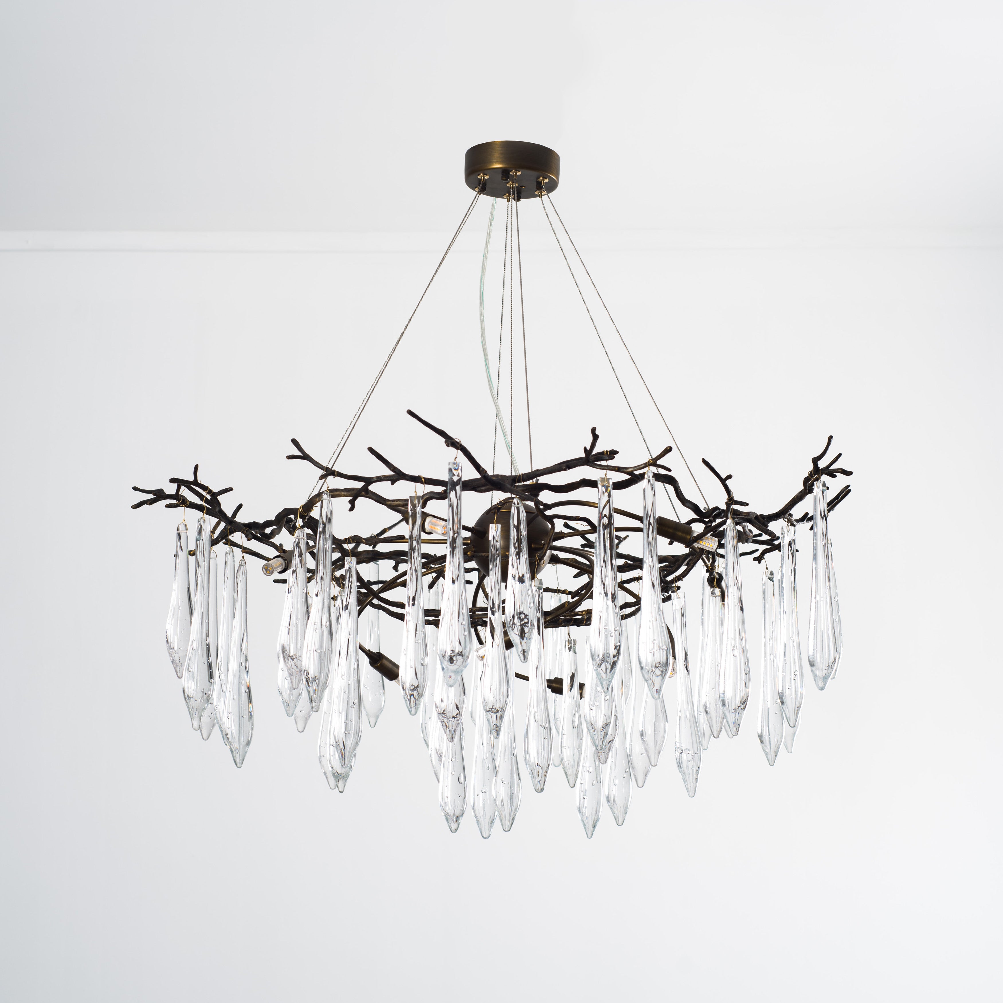 Lukas Extended Teardrop Branching Brass Round Chandelier - Italian Concept -