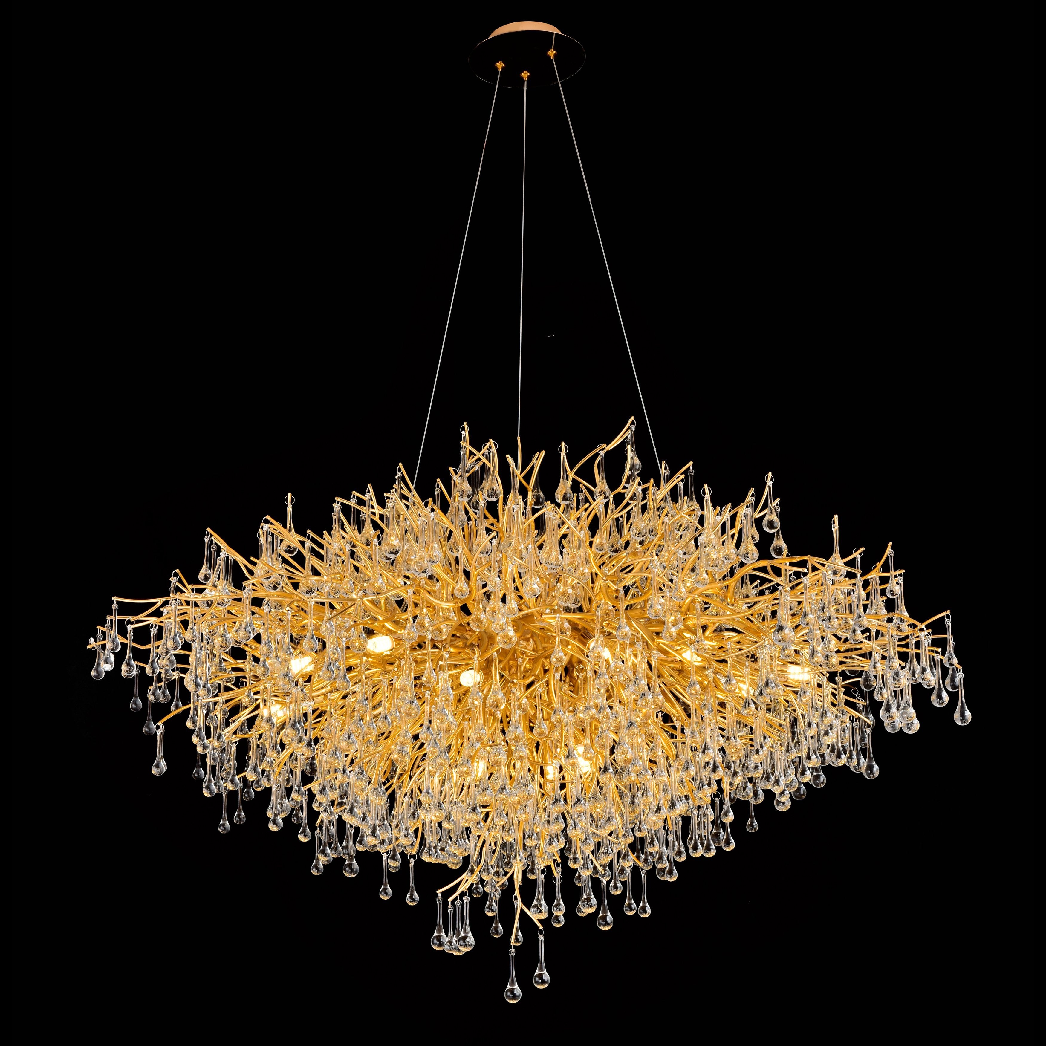Le Saint Branching Brass Round Teardrop Chandelier - Italian Concept