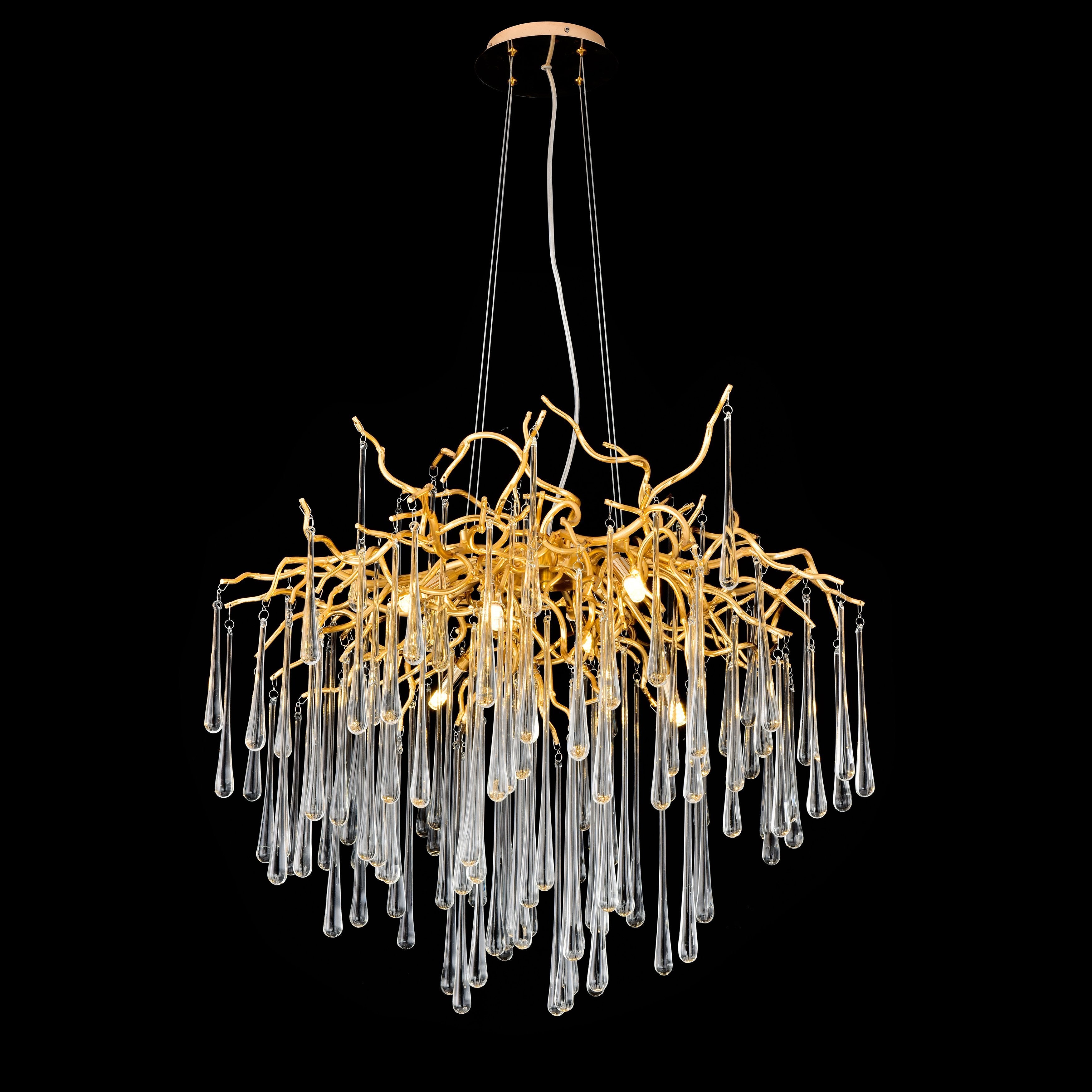 Lukas Branching Brass Round Teardrop Chandelier - Italian Concept