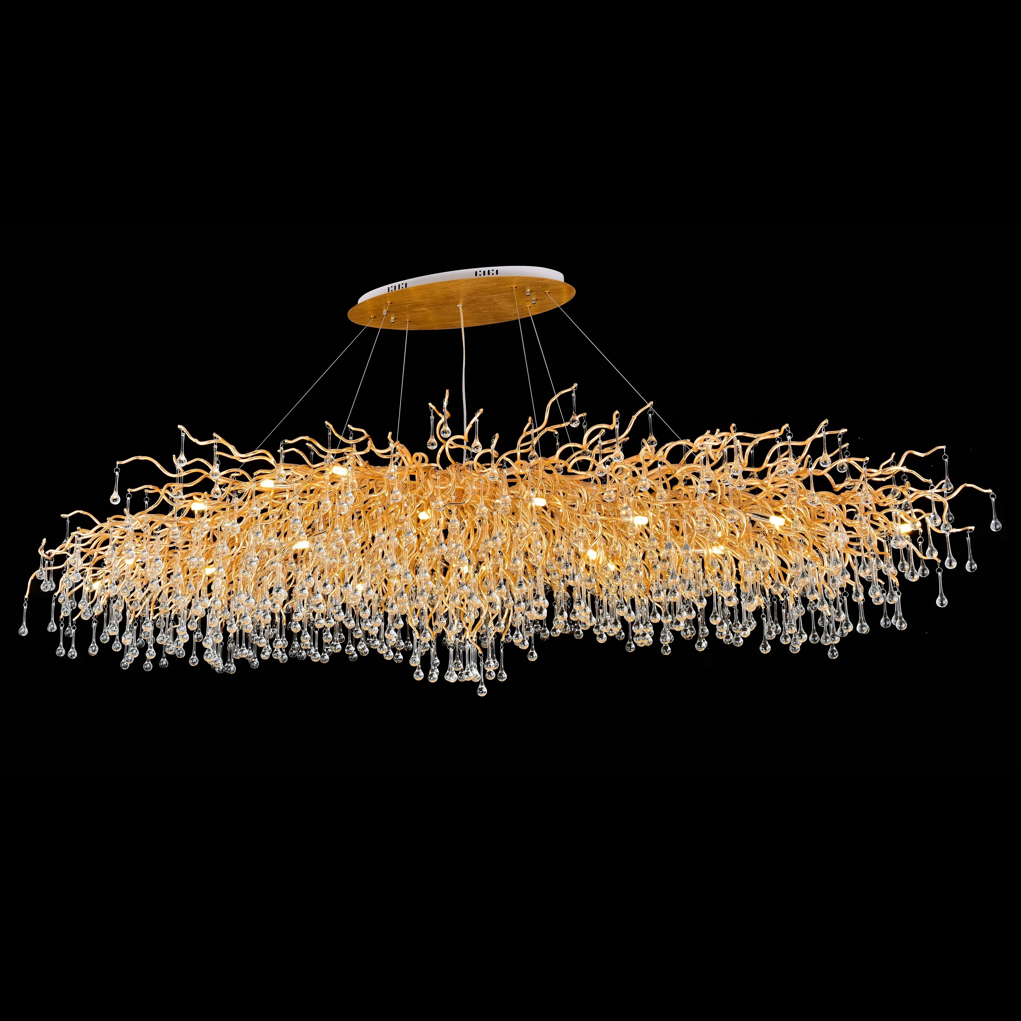 Le Saint Branching Brass Linear Teardrop Chandelier - Italian Concept