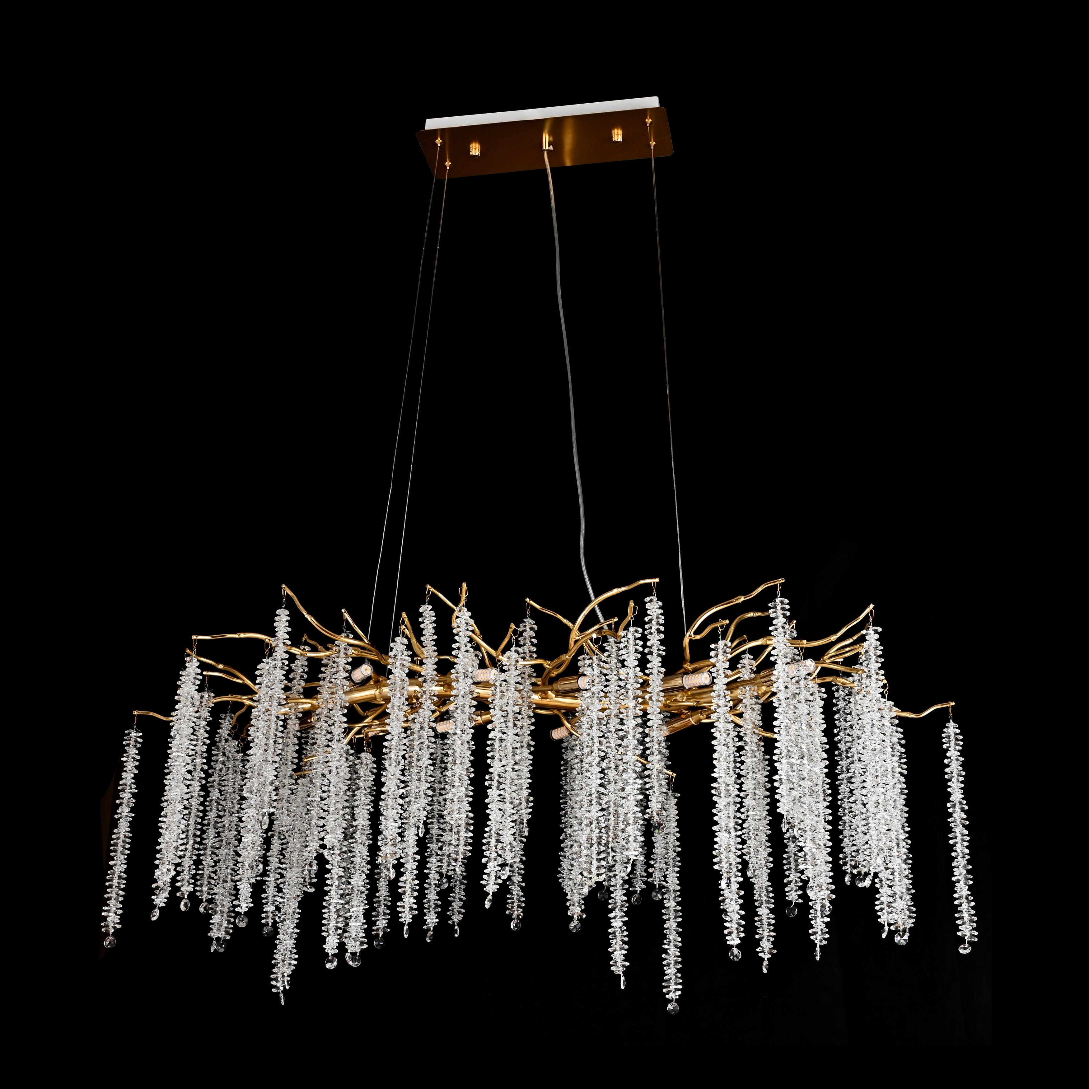 Catherine Crystal Rainfall Linear Branching Chandelier - Italian Concept -