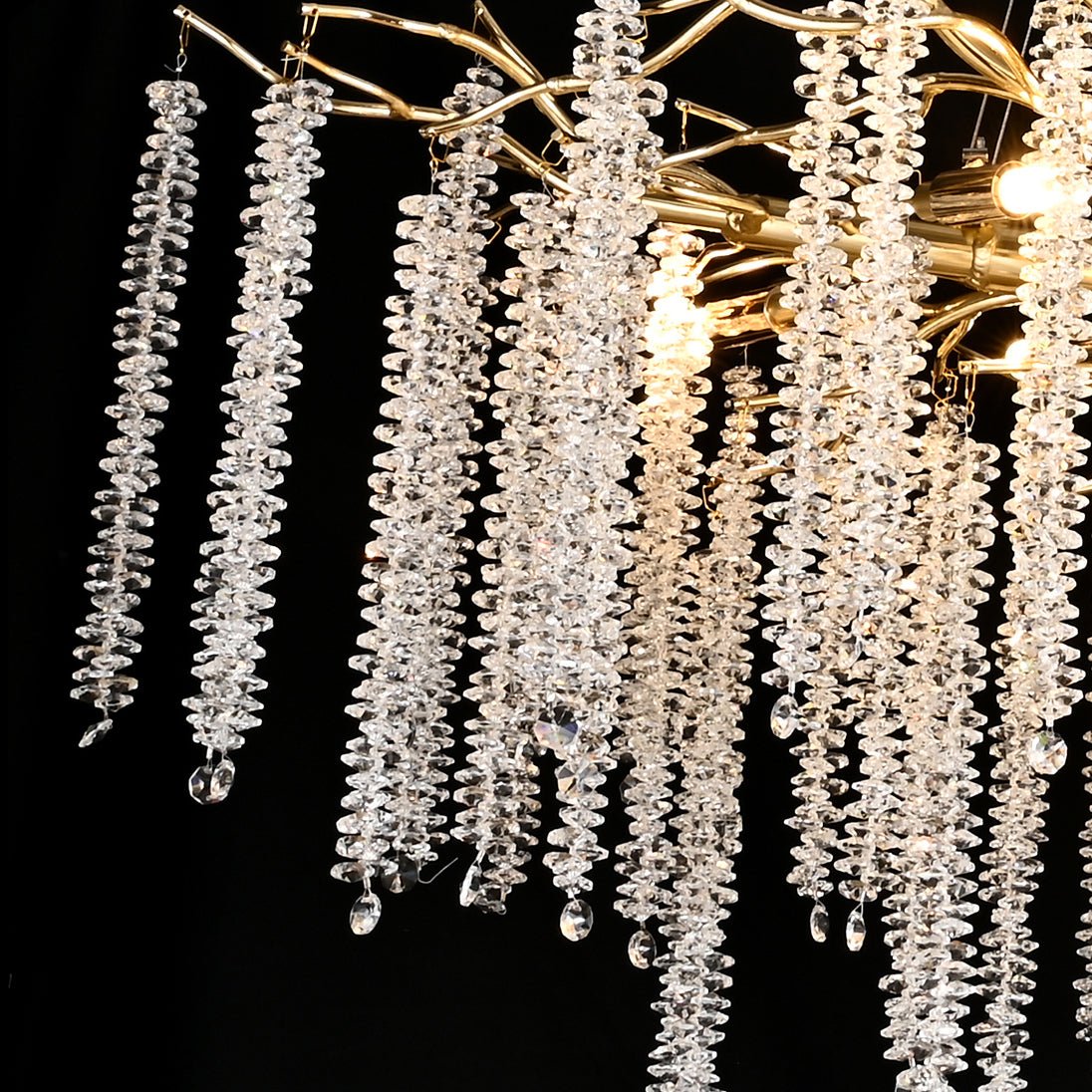 Catherine Crystal Rainfall Linear Branching Chandelier - Italian Concept -