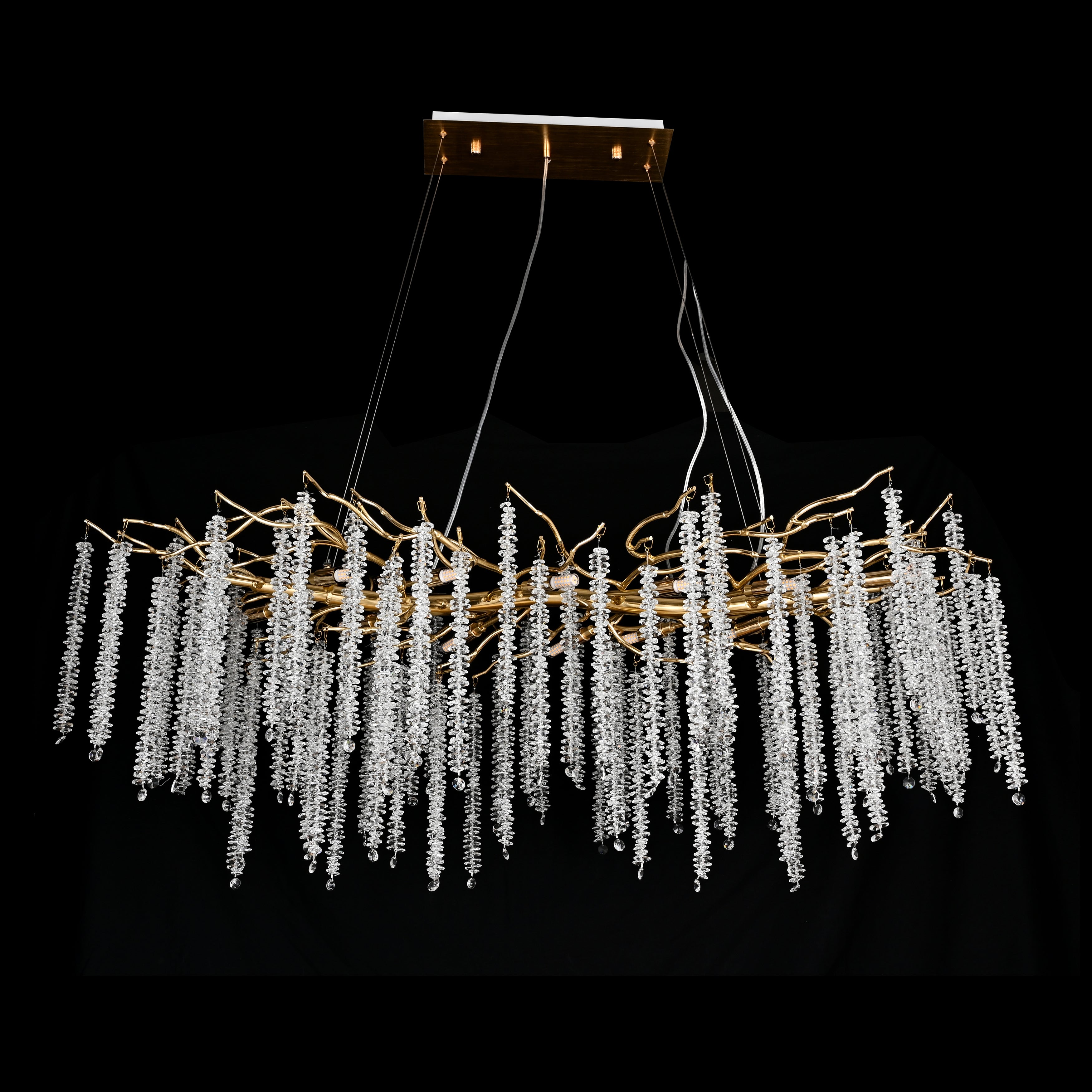 Catherine Crystal Rainfall Linear Branching Chandelier - Italian Concept -