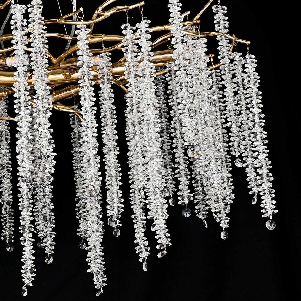 Catherine Crystal Rainfall Linear Branching Chandelier - Italian Concept -