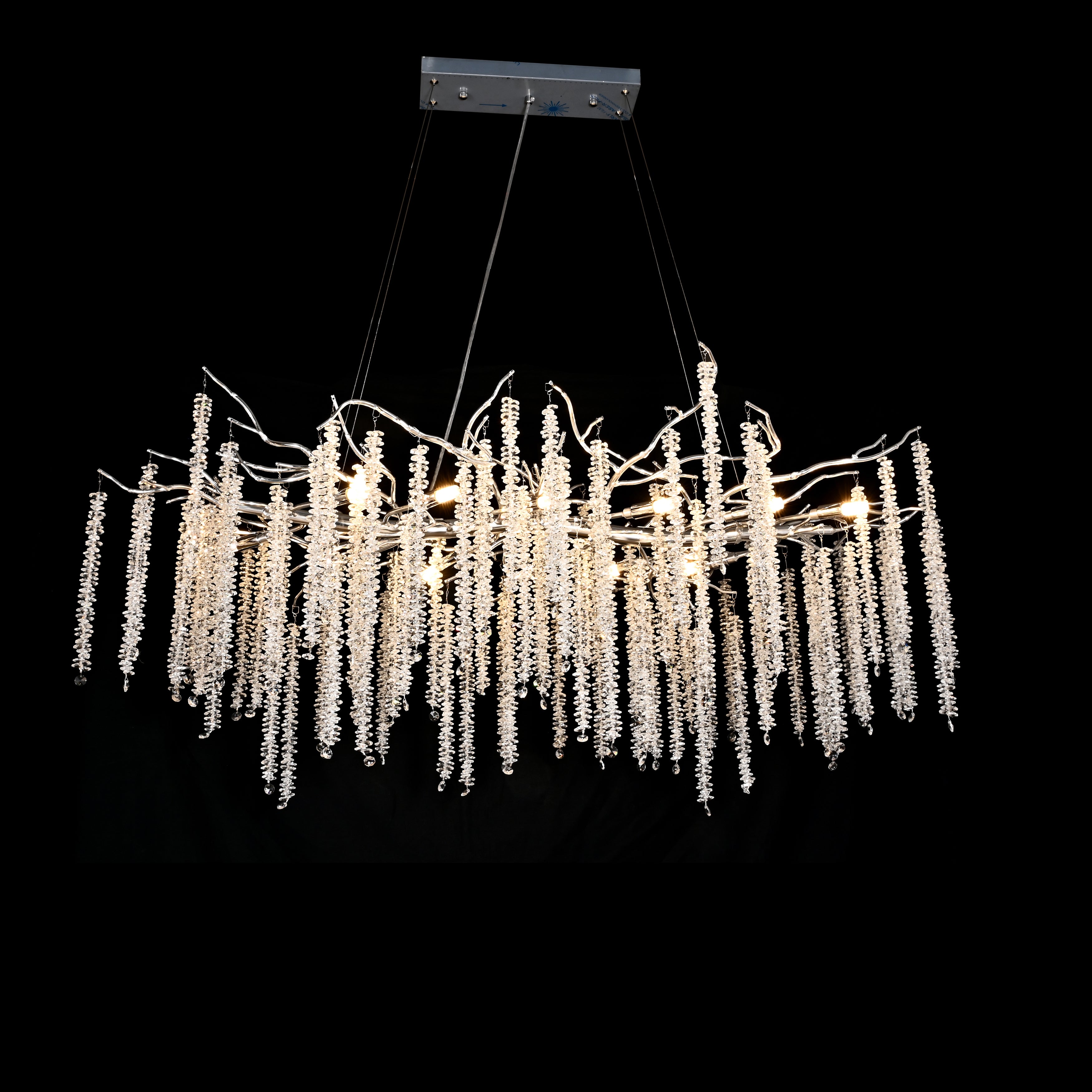 Catherine Crystal Rainfall Linear Branching Chandelier - Italian Concept -