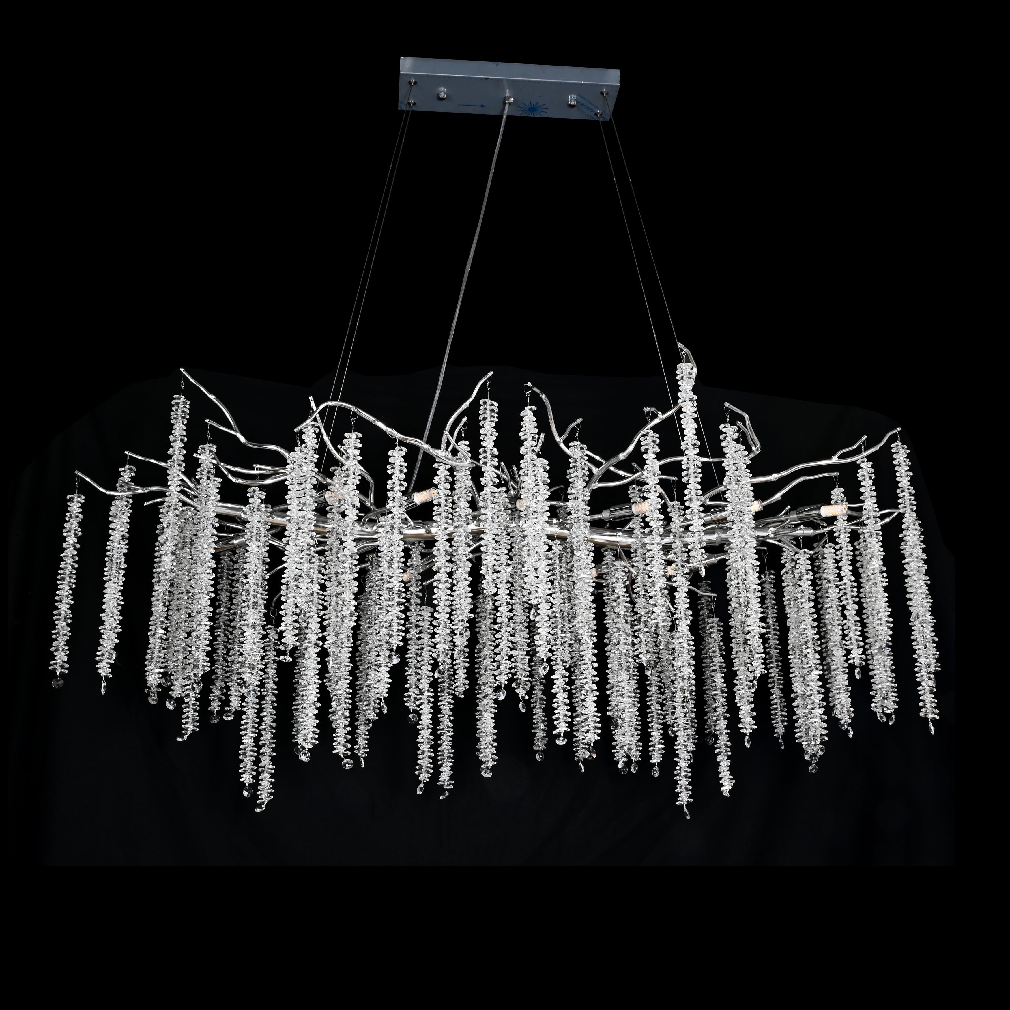 Catherine Crystal Rainfall Linear Branching Chandelier - Italian Concept -