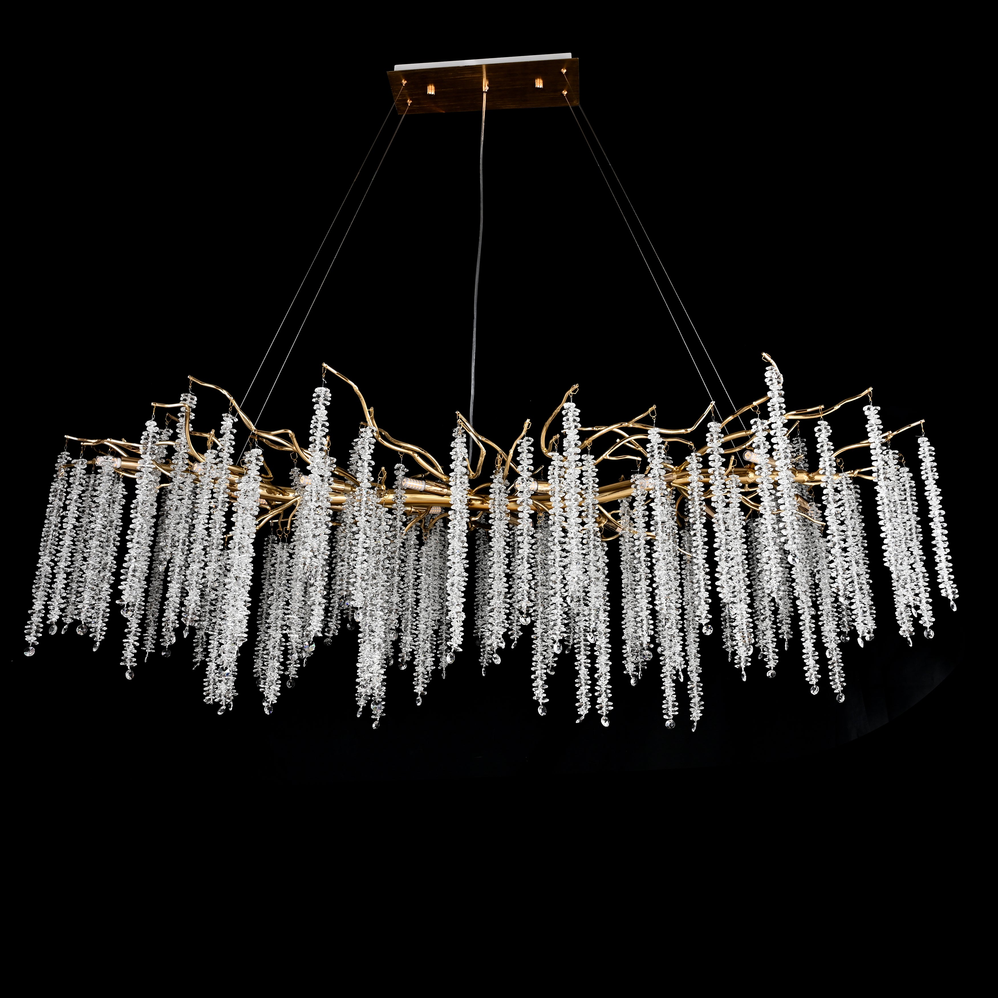 Catherine Crystal Rainfall Linear Branching Chandelier - Italian Concept -