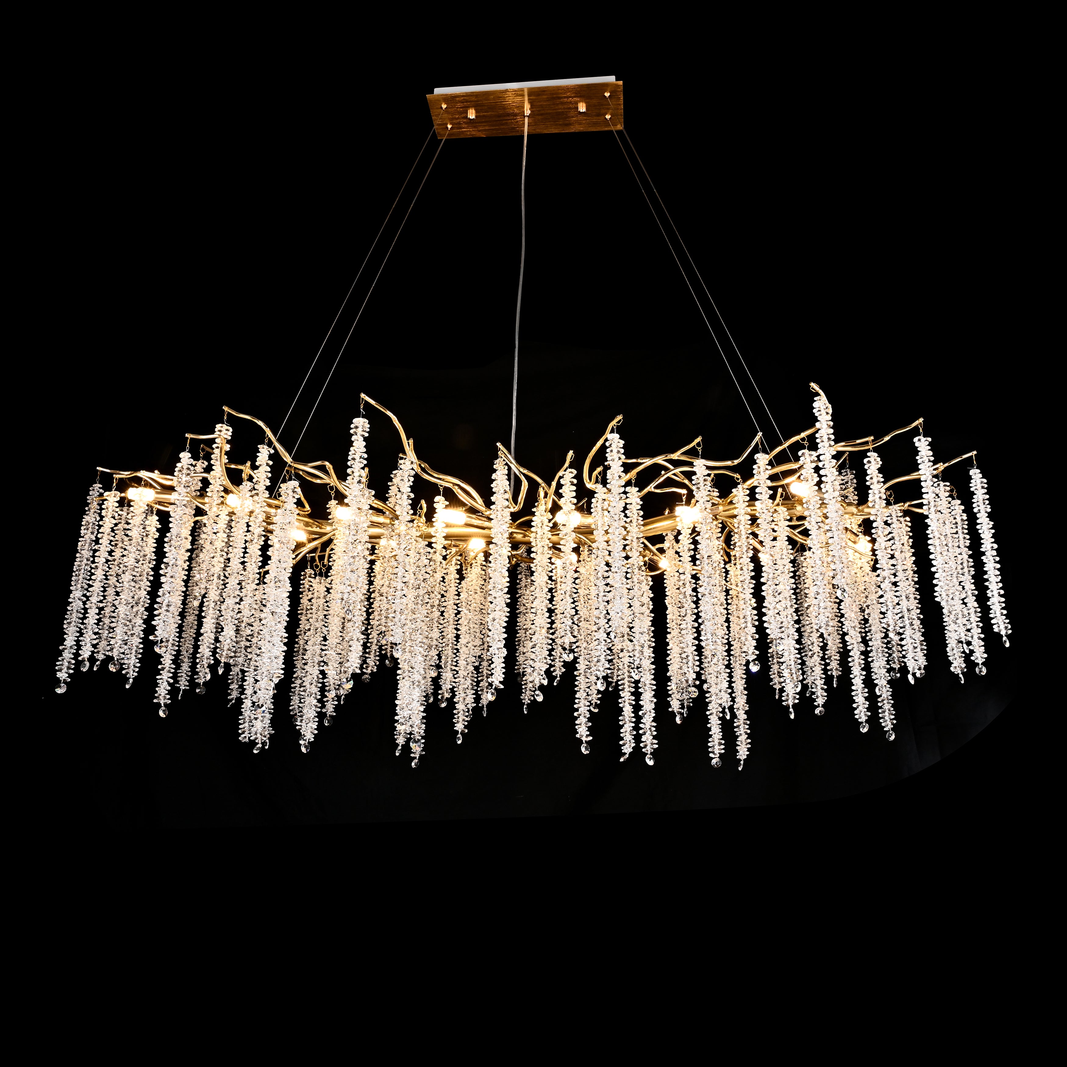 Catherine Crystal Rainfall Linear Branching Chandelier - Italian Concept -