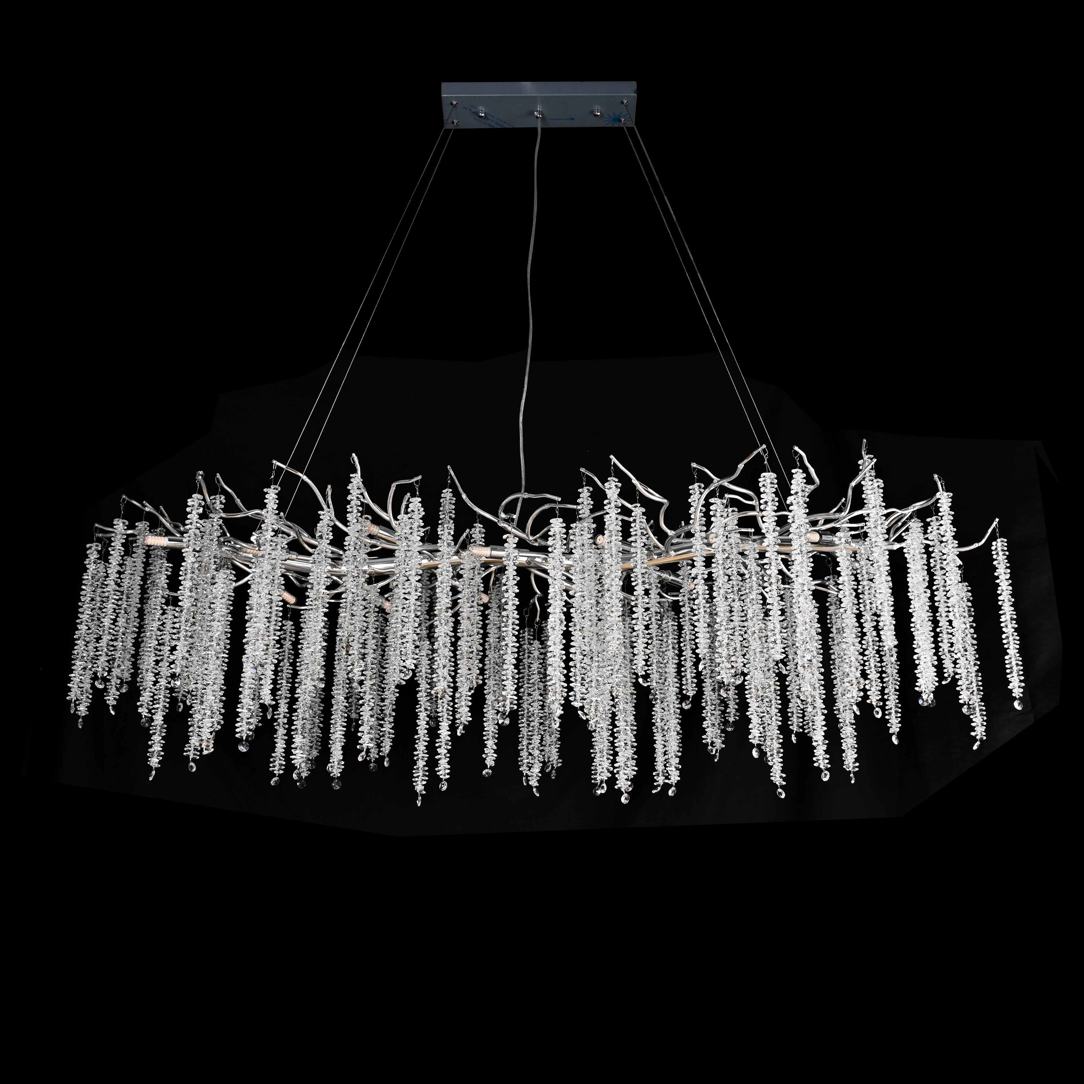 Catherine Crystal Rainfall Linear Branching Chandelier - Italian Concept -