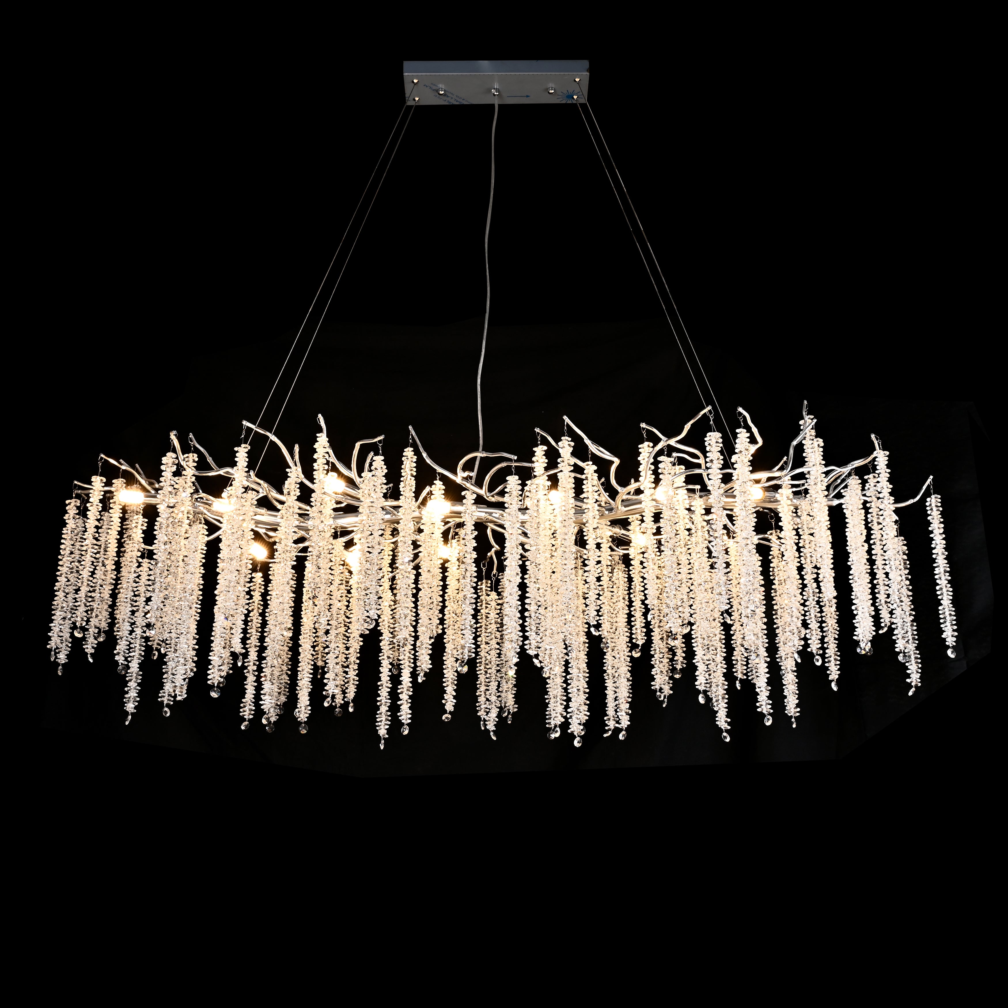 Catherine Crystal Rainfall Linear Branching Chandelier - Italian Concept -