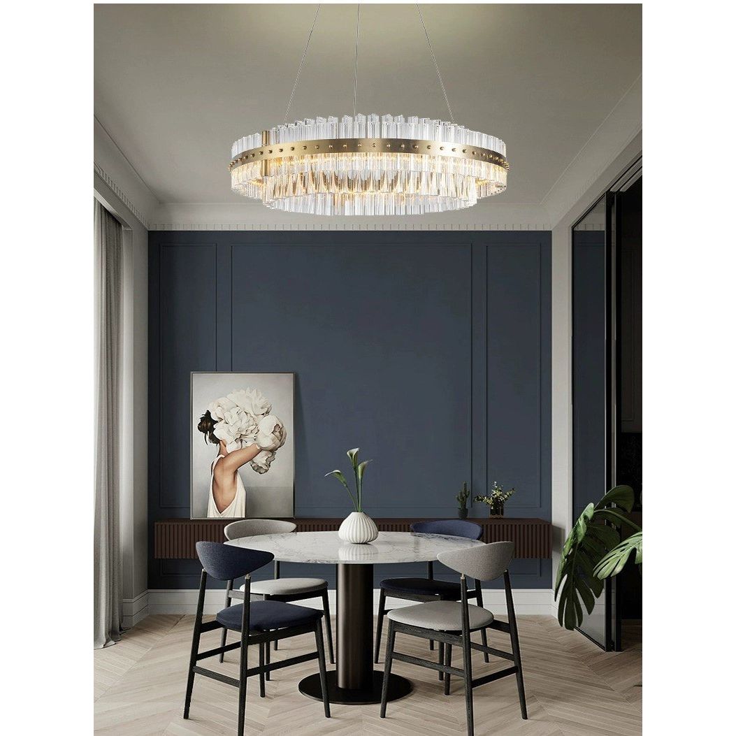 Aquinox 2-Tier Oval Crystal Ring LED Chandelier - Italian Concept -