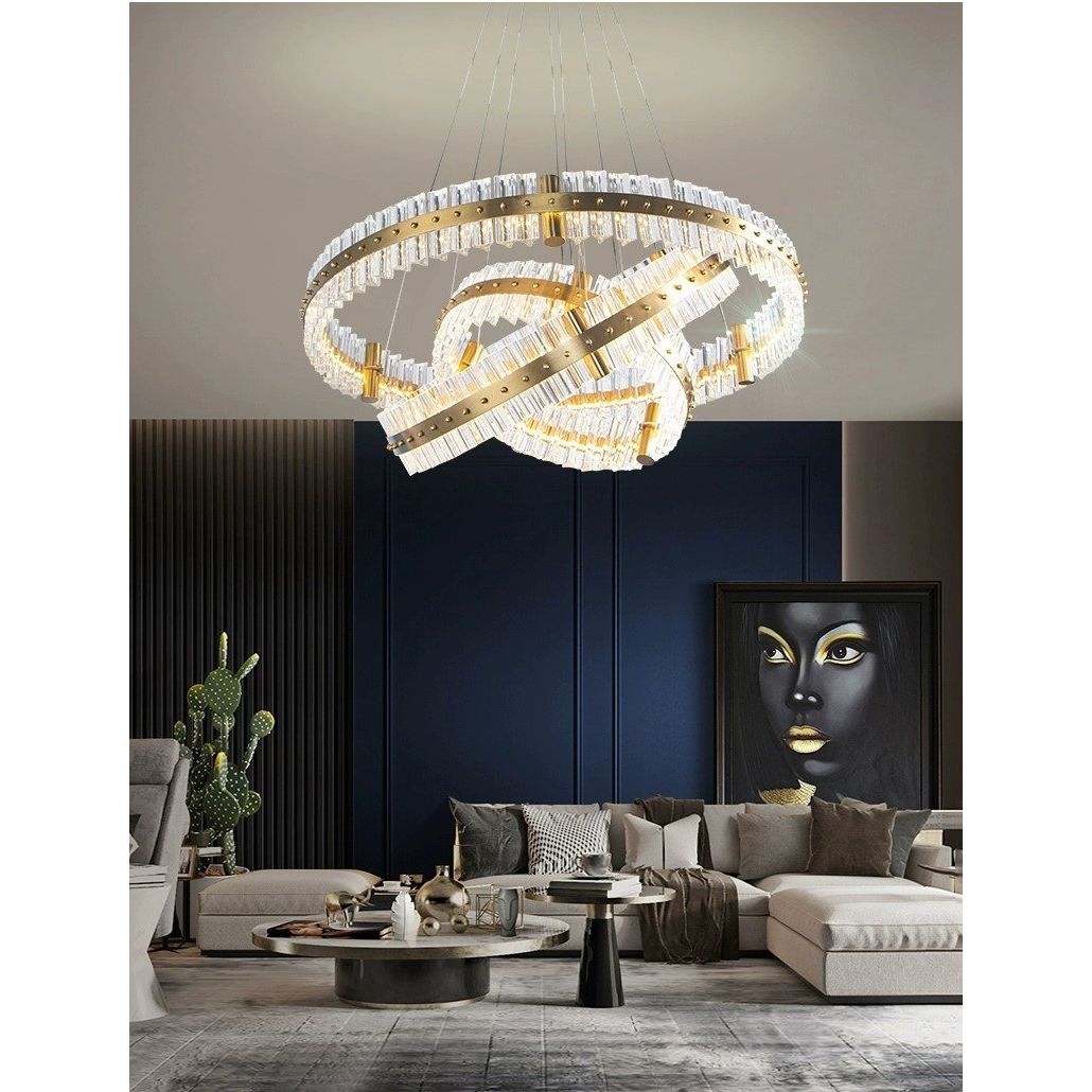 Aquinox 3-Tier Round Crystal Ring LED Chandelier - Italian Concept -