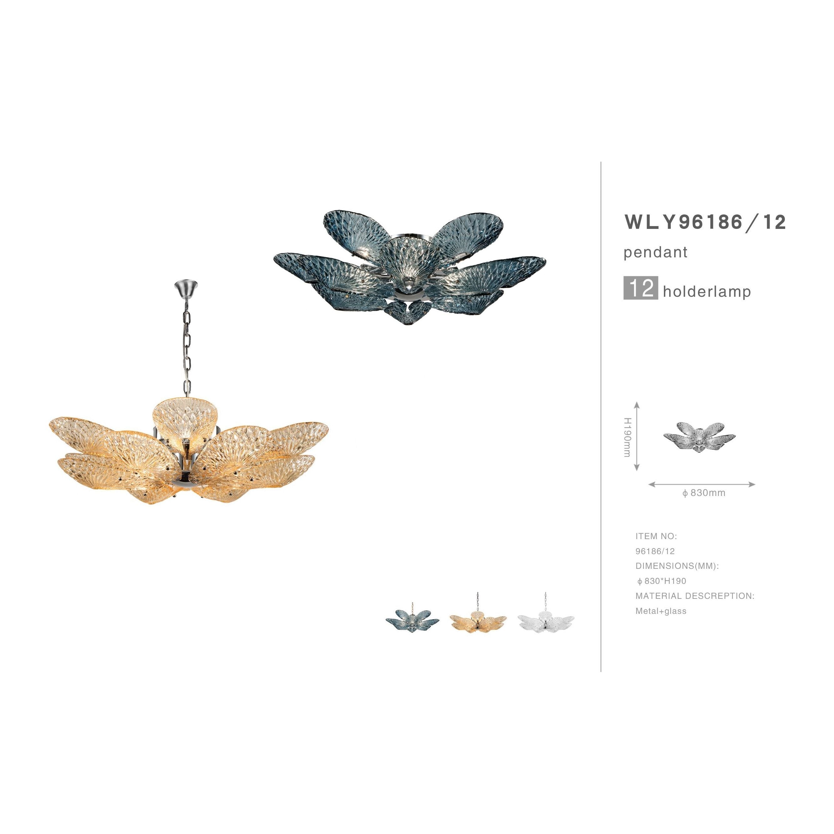 Flushmount Bella Murano Glass Flower Chandelier - Italian Concept